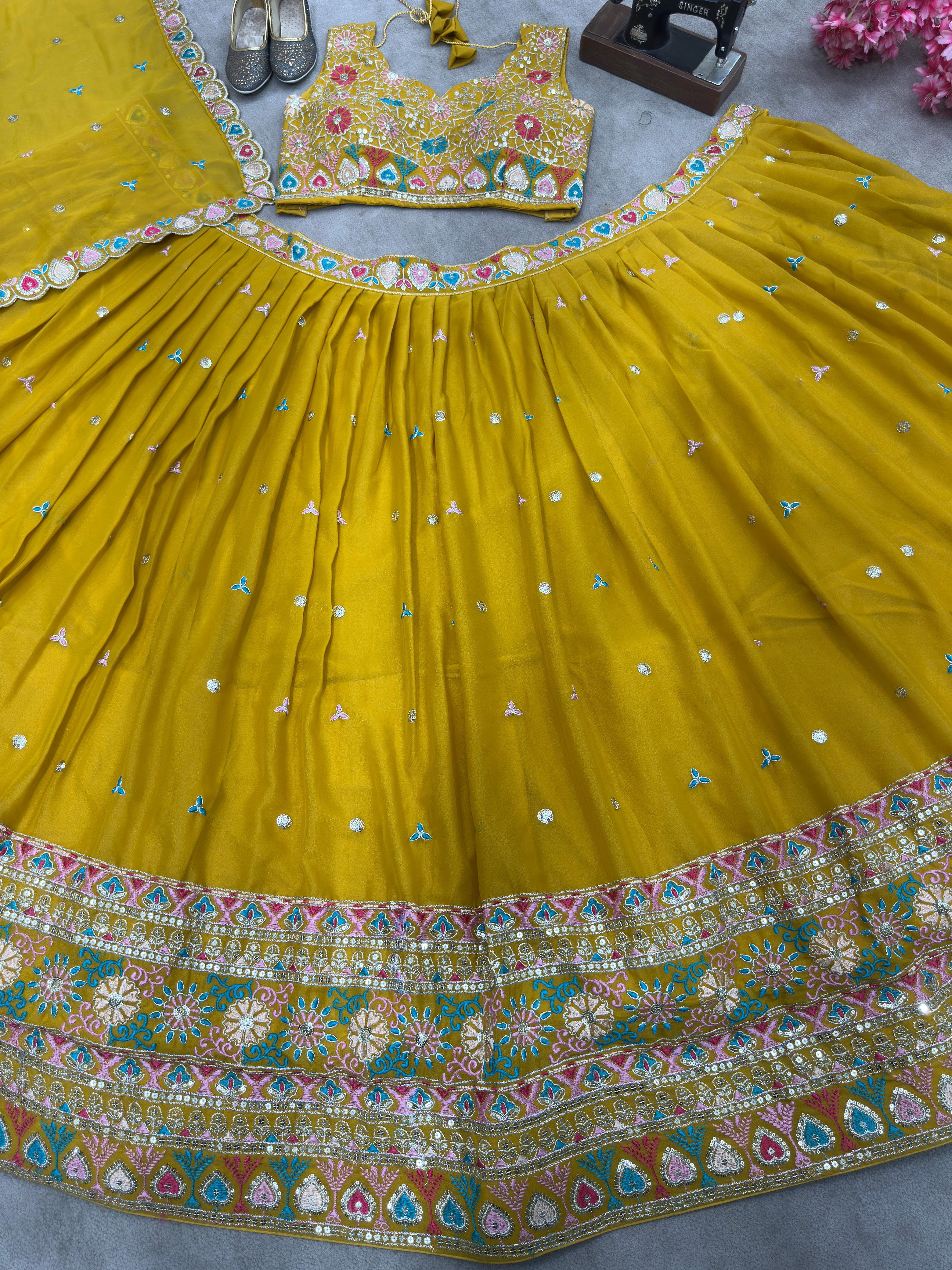 Star Georgeet Embroidery Sequence Work Lehenga Choli