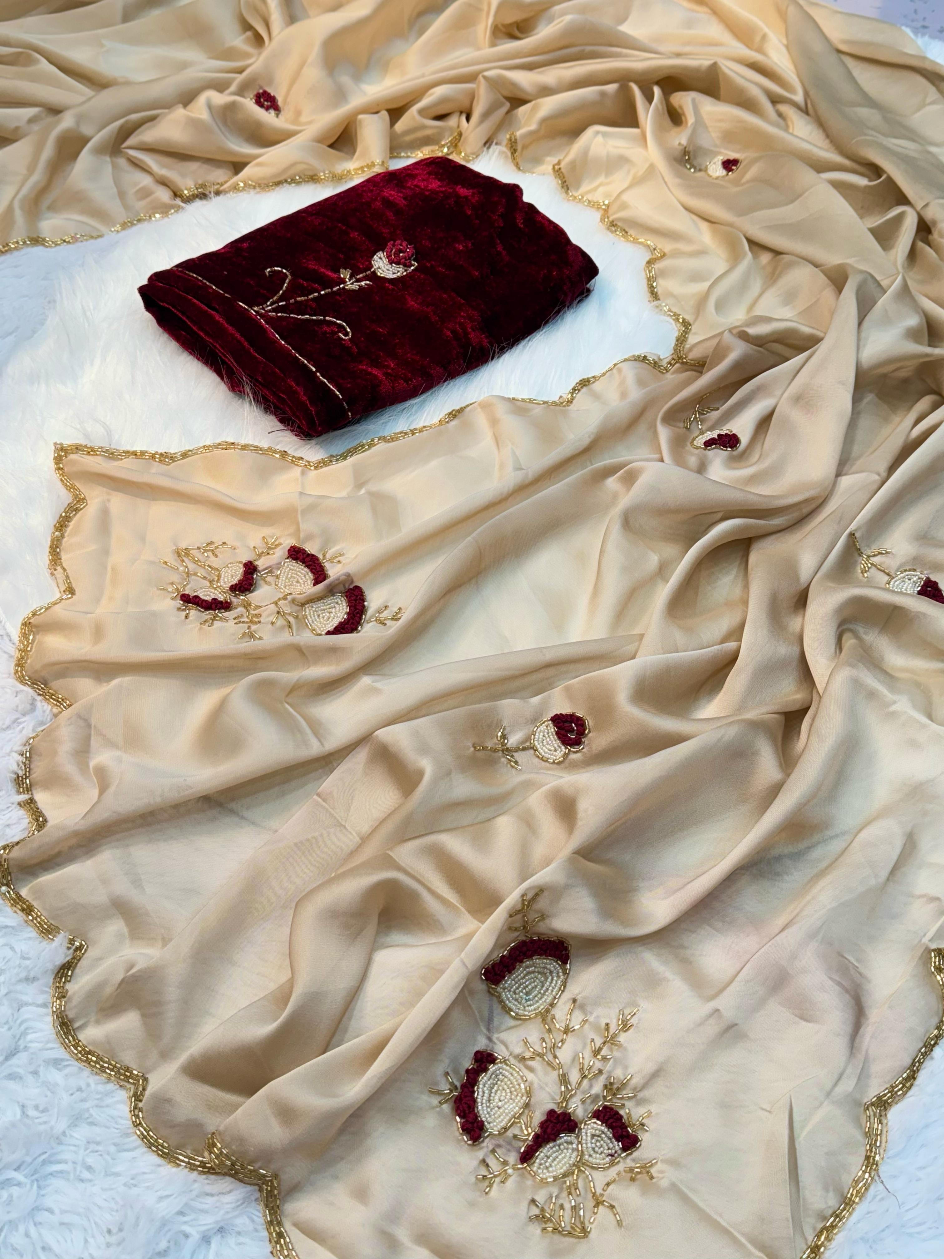 Soft rangoli Silk With Beautiful Handwork Saree