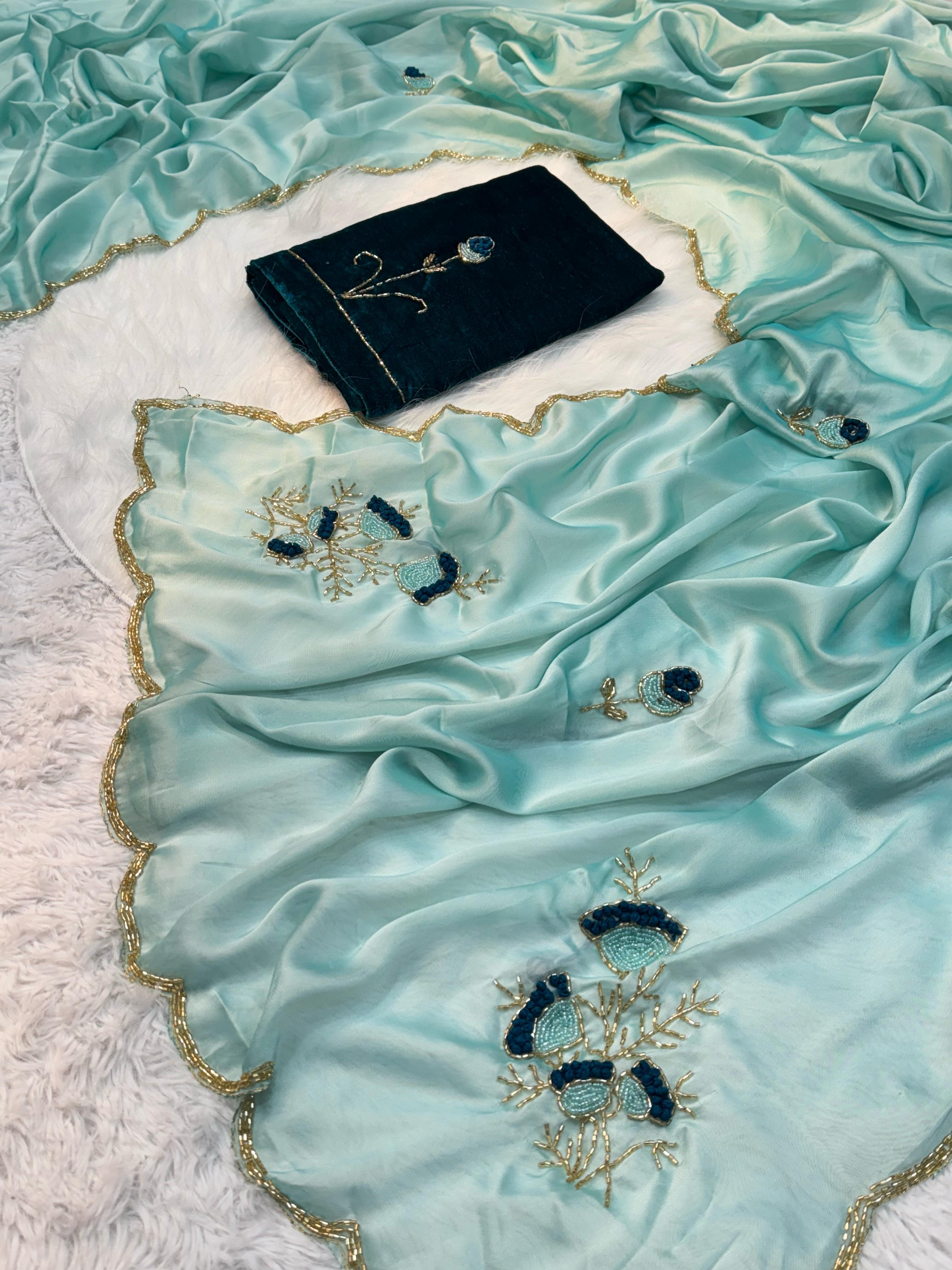 Soft rangoli Silk With Beautiful Handwork Saree