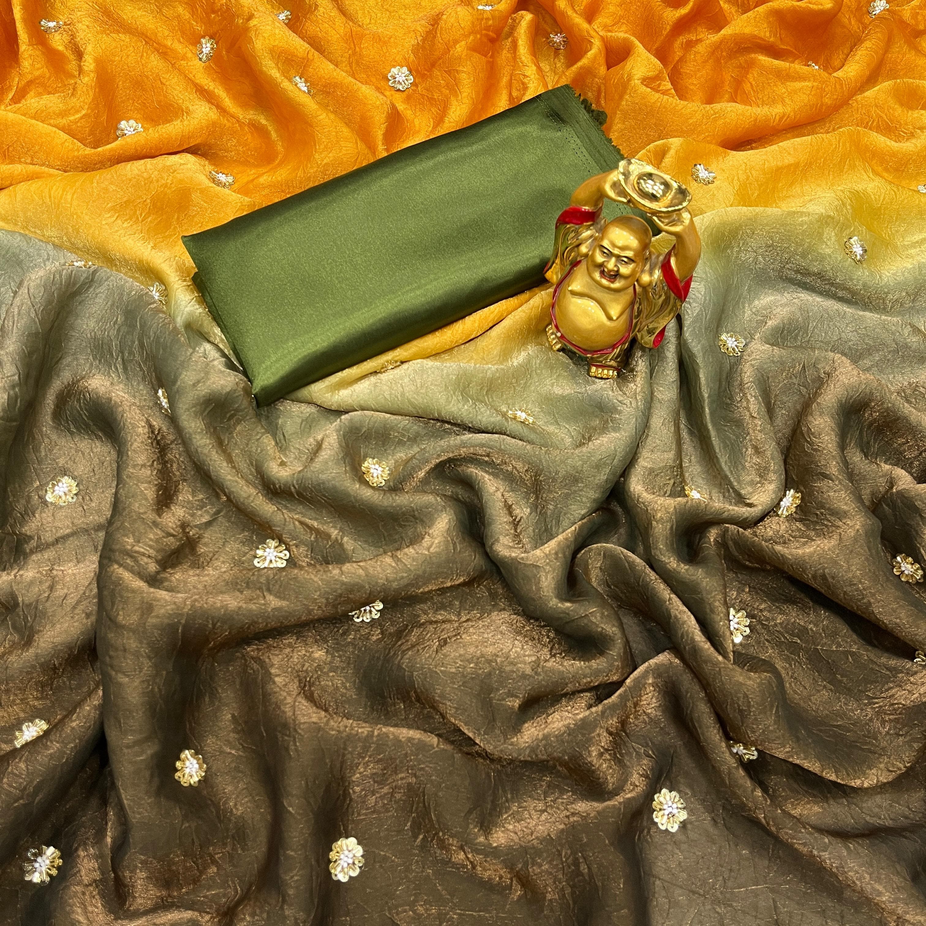 Beeds Work space Silk Shaded Crush Saree