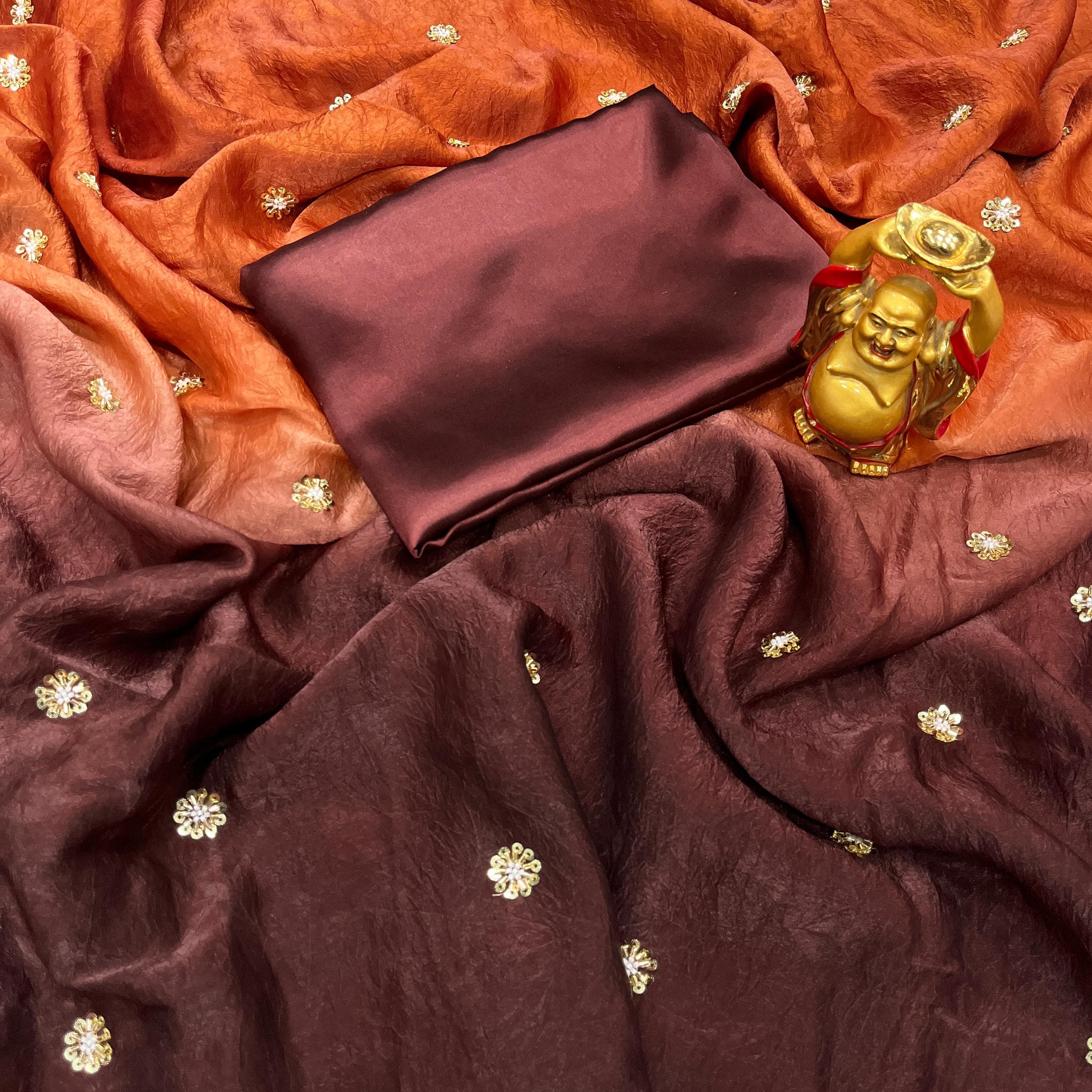 Beeds Work space Silk Shaded Crush Saree