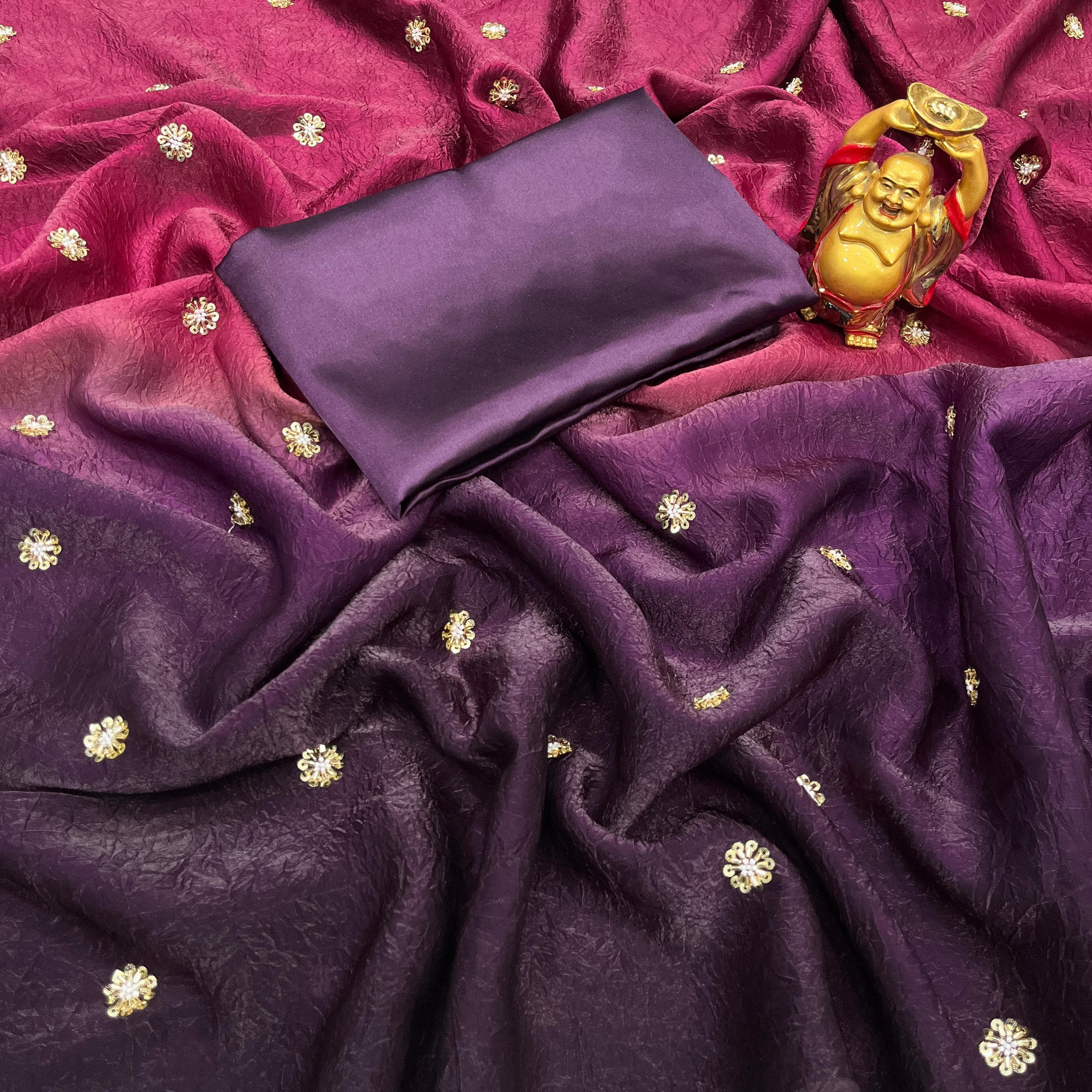 Beeds Work space Silk Shaded Crush Saree