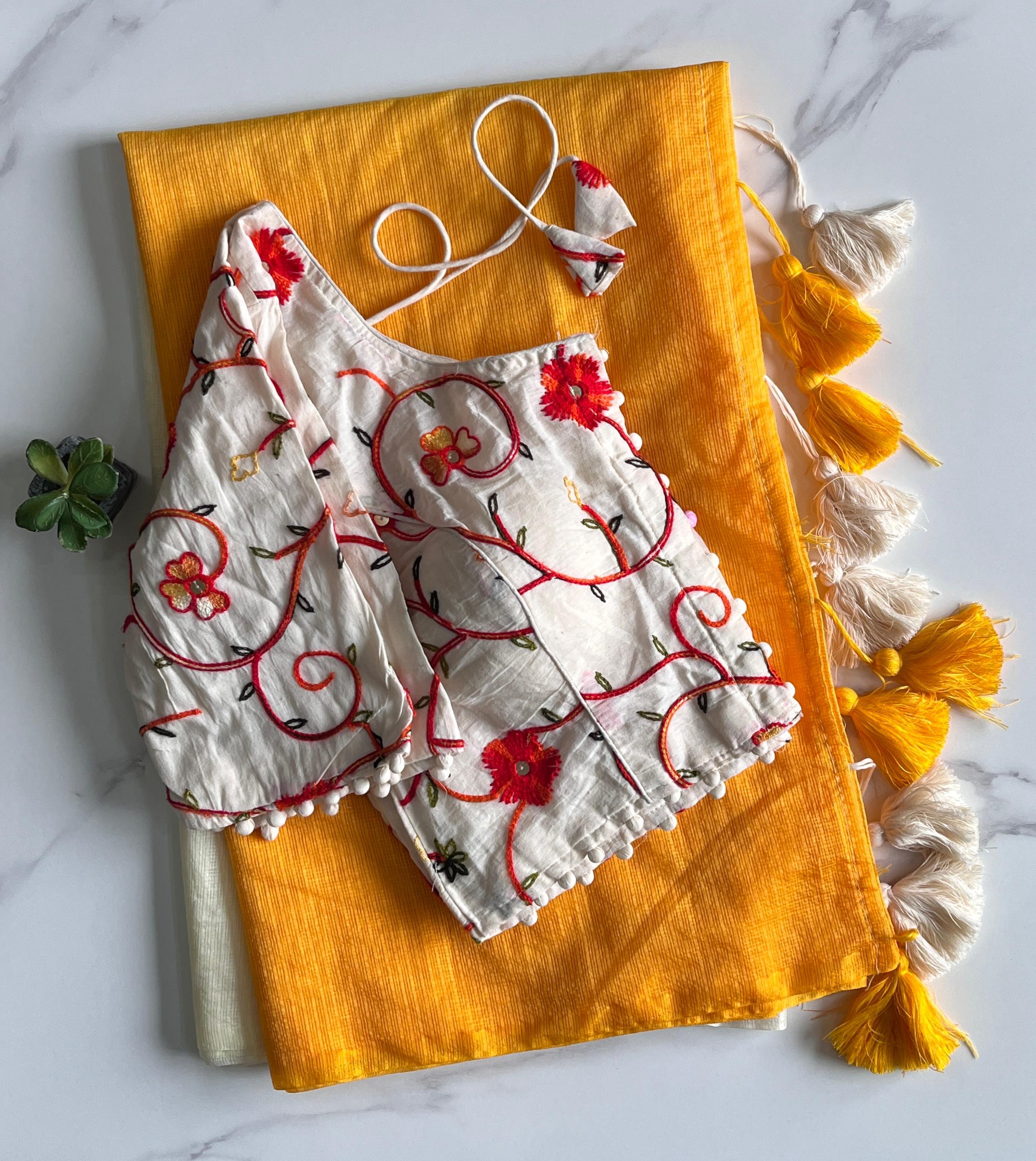 Premium Viscose Doriya Shade Work Cotton Saree