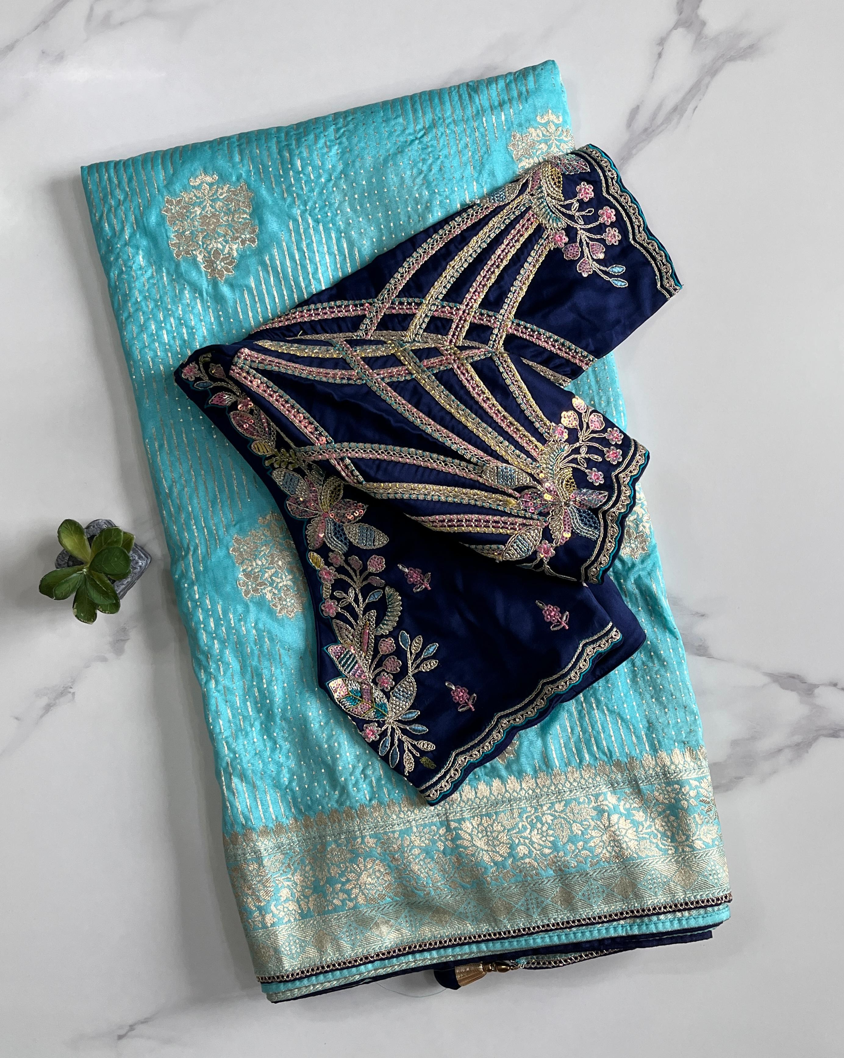 Pure Banarasi Embroidery Work With Handwooven Pallu Saree
