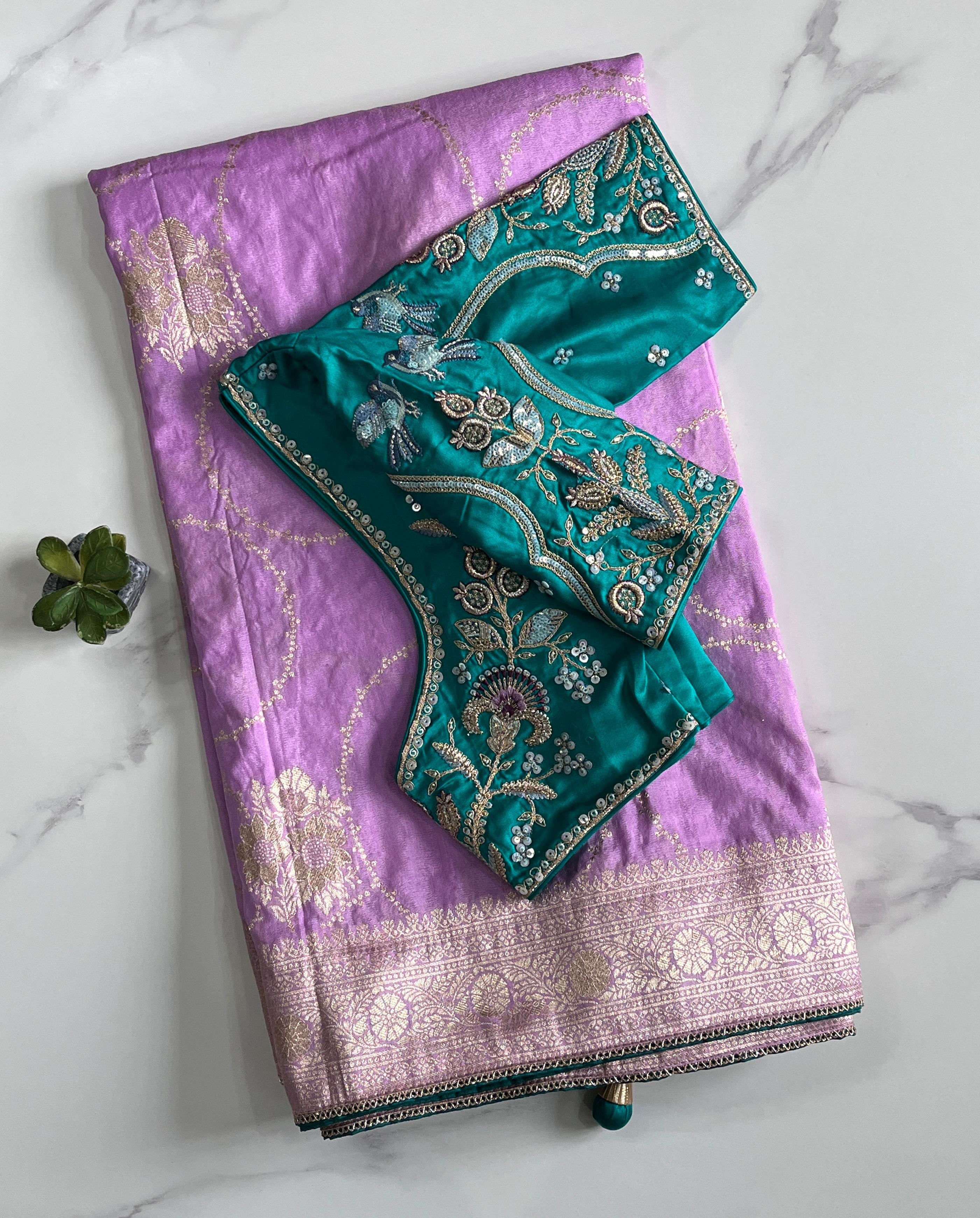 Pure Banarasi Embroidery Work With Handwooven Pallu Saree
