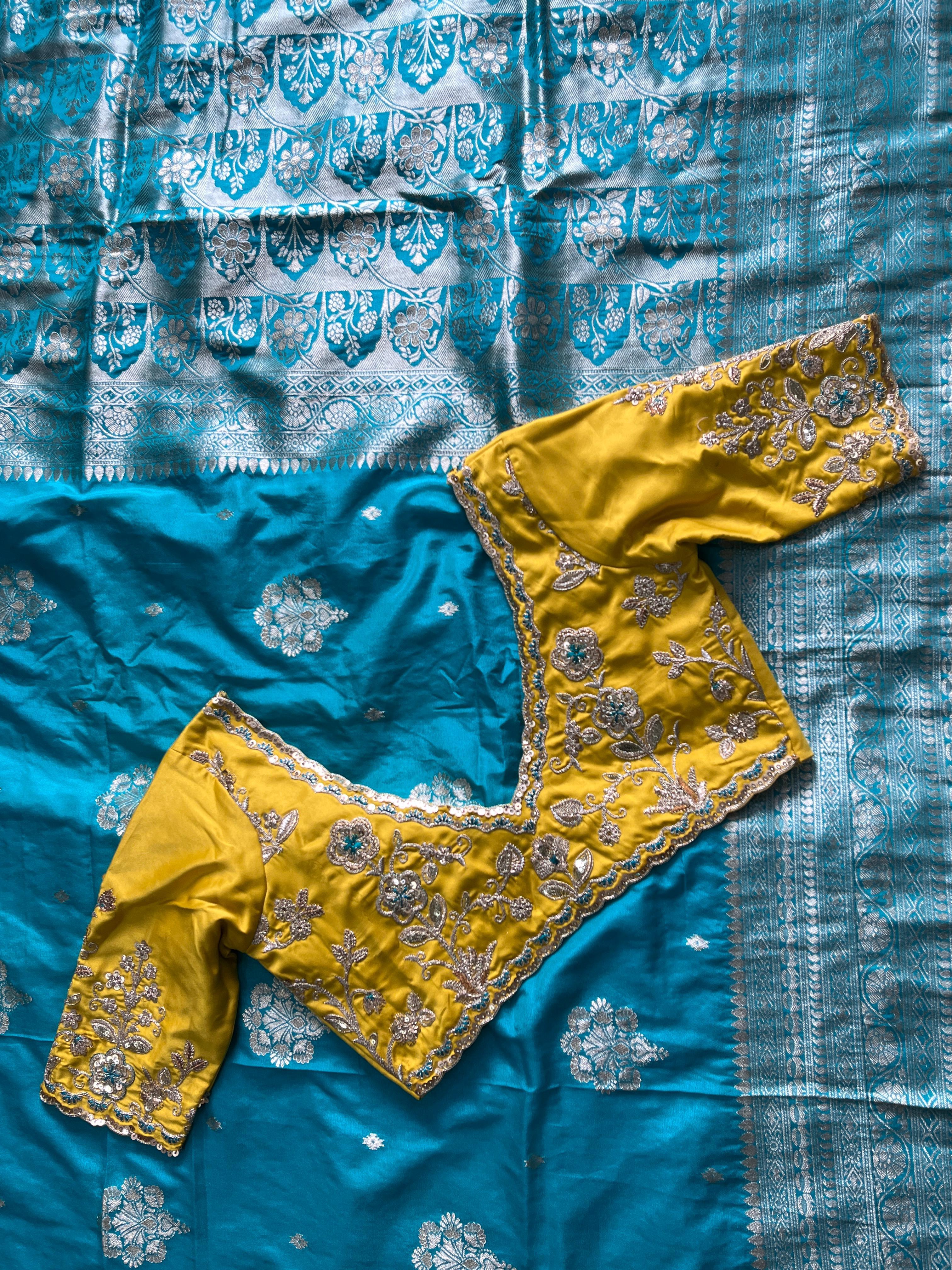 Pure Banarasi Embroidery Work With Handwooven Pallu Saree
