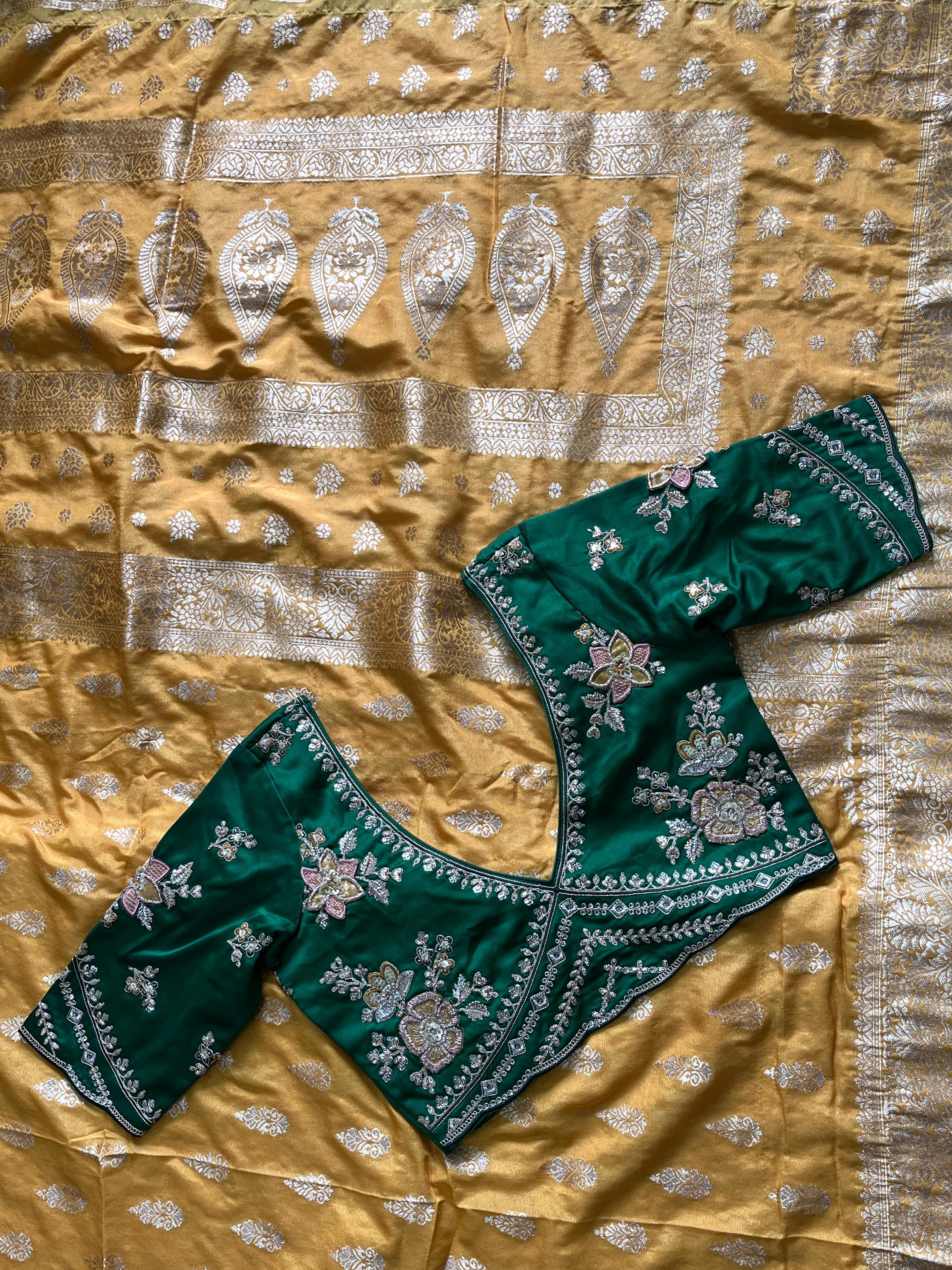 Pure Banarasi Embroidery Work With Handwooven Pallu Saree