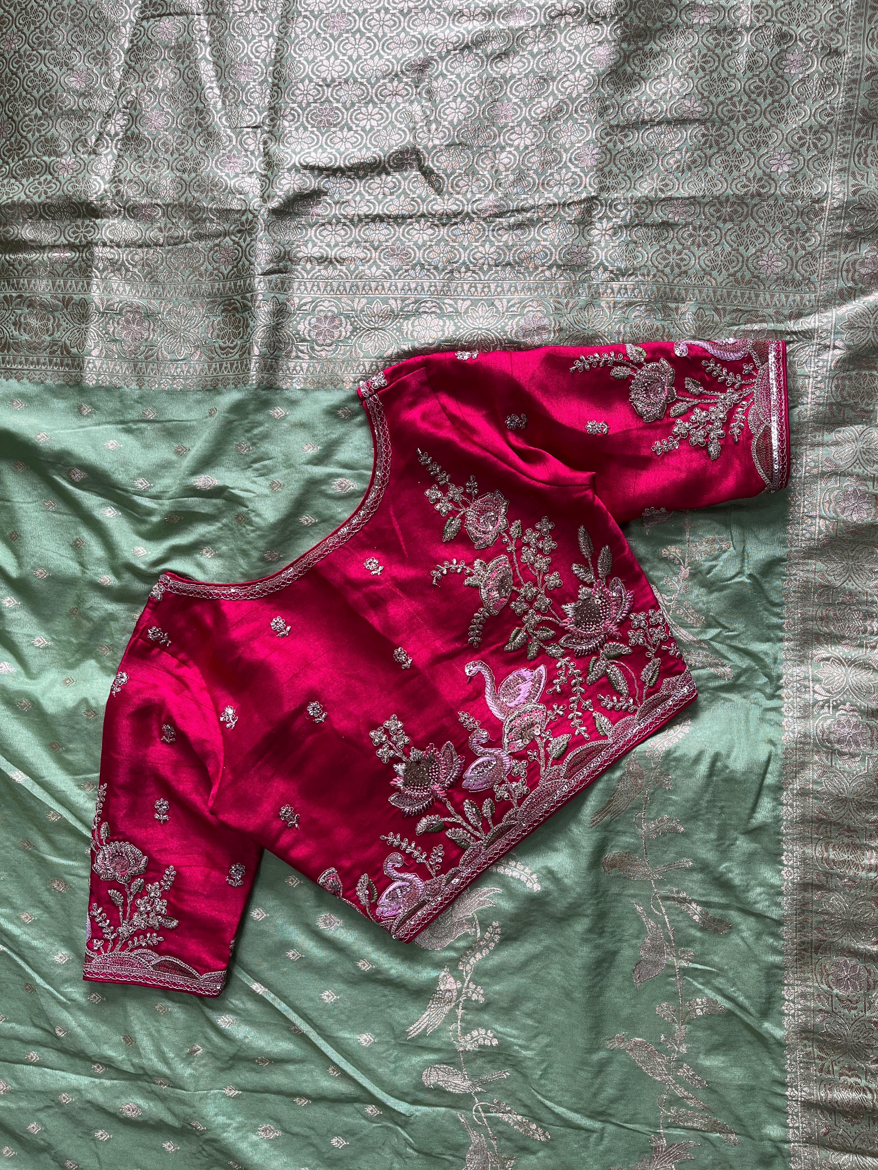 Pure Banarasi Embroidery Work With Handwooven Pallu Saree