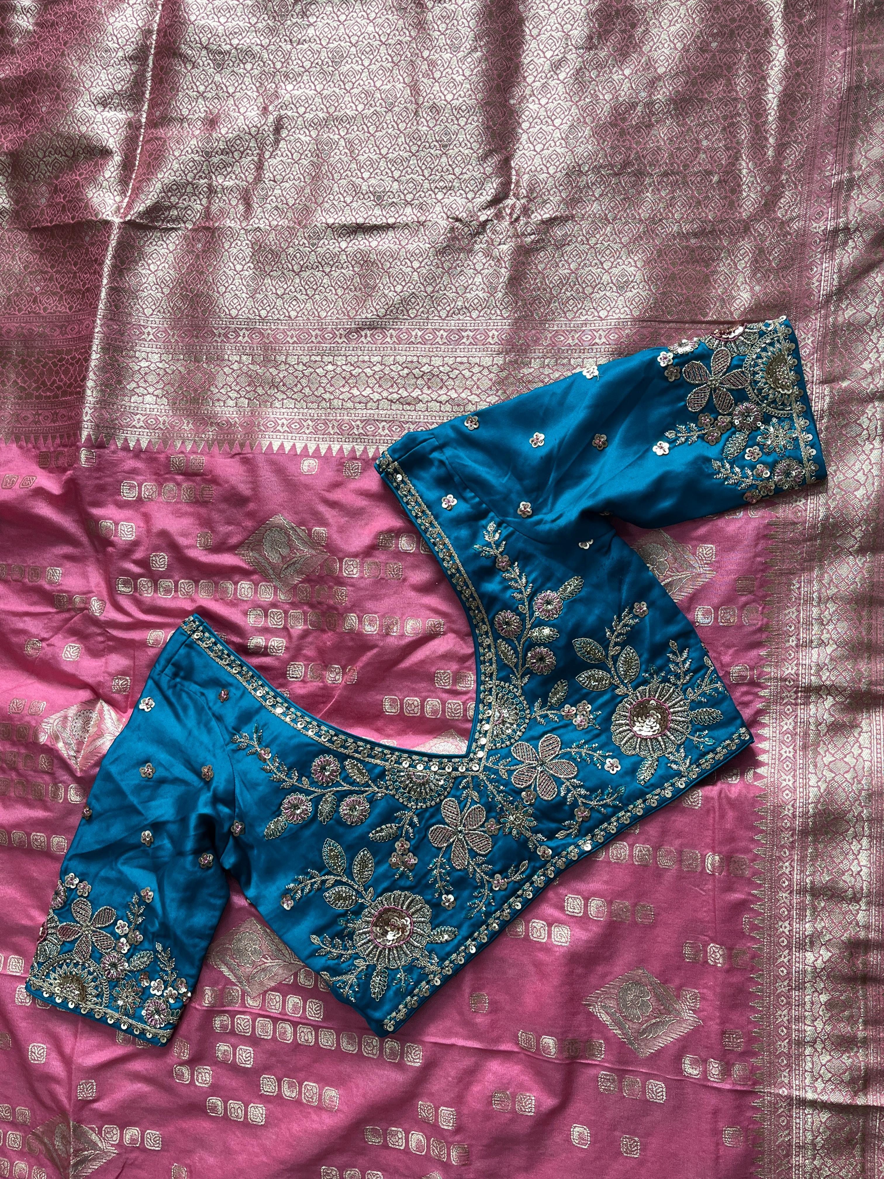 Pure Banarasi Embroidery Work With Handwooven Pallu Saree