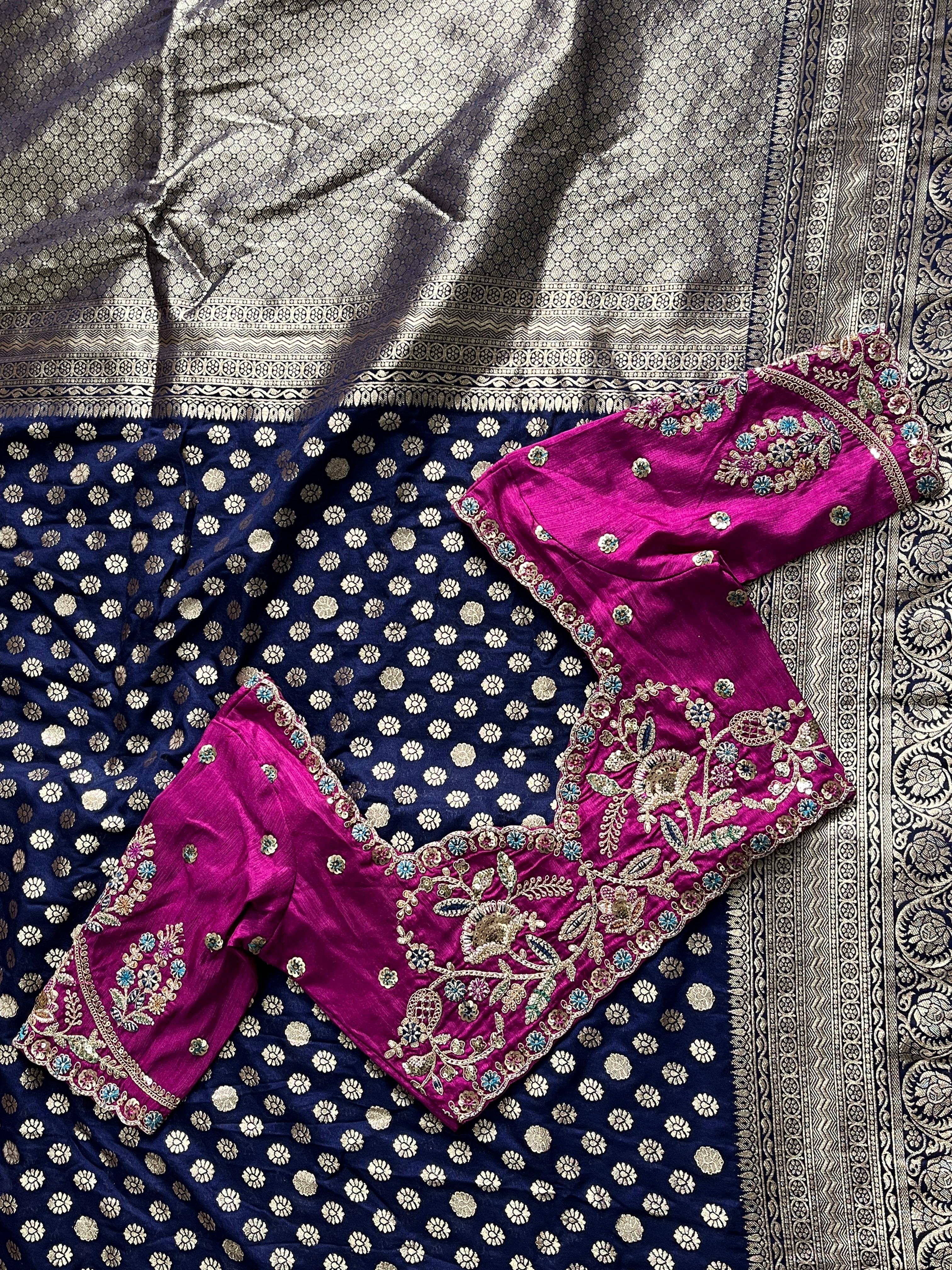Pure Banarasi Embroidery Work With Handwooven Pallu Saree