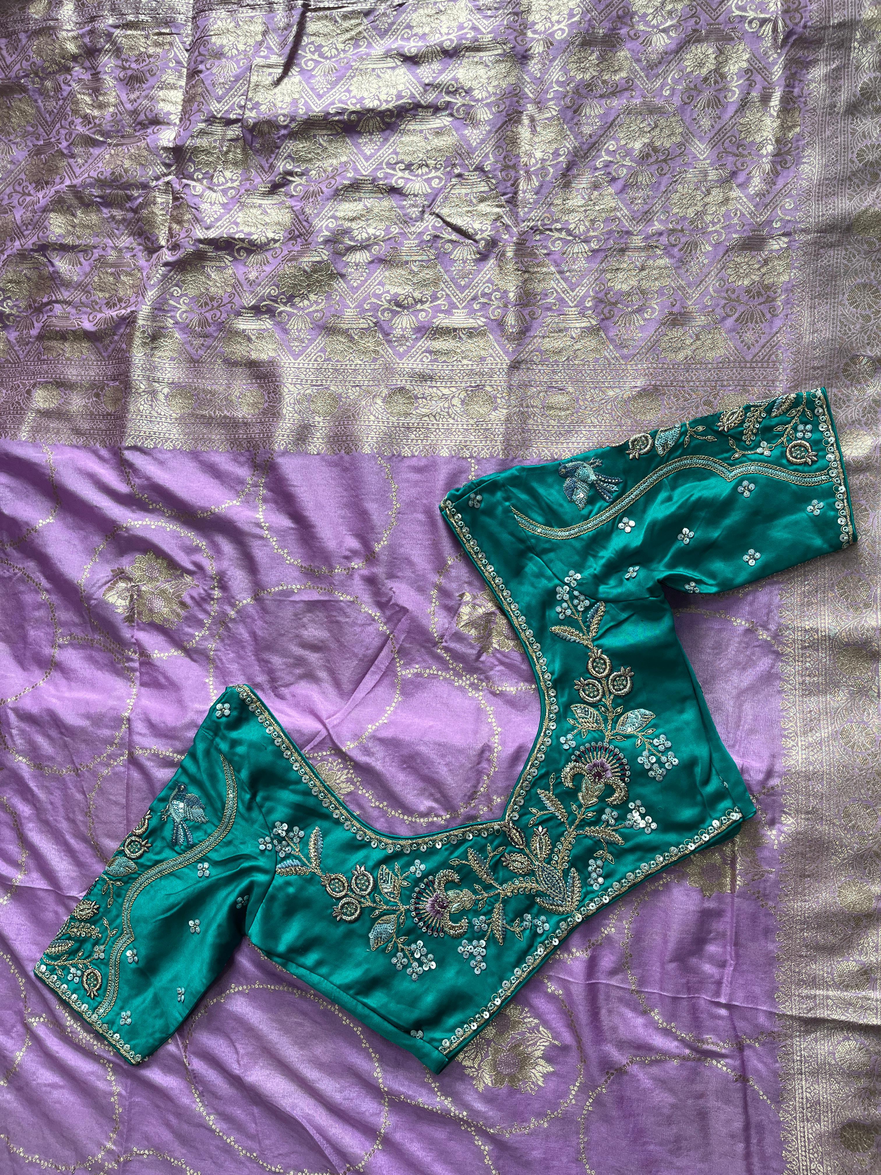 Pure Banarasi Embroidery Work With Handwooven Pallu Saree