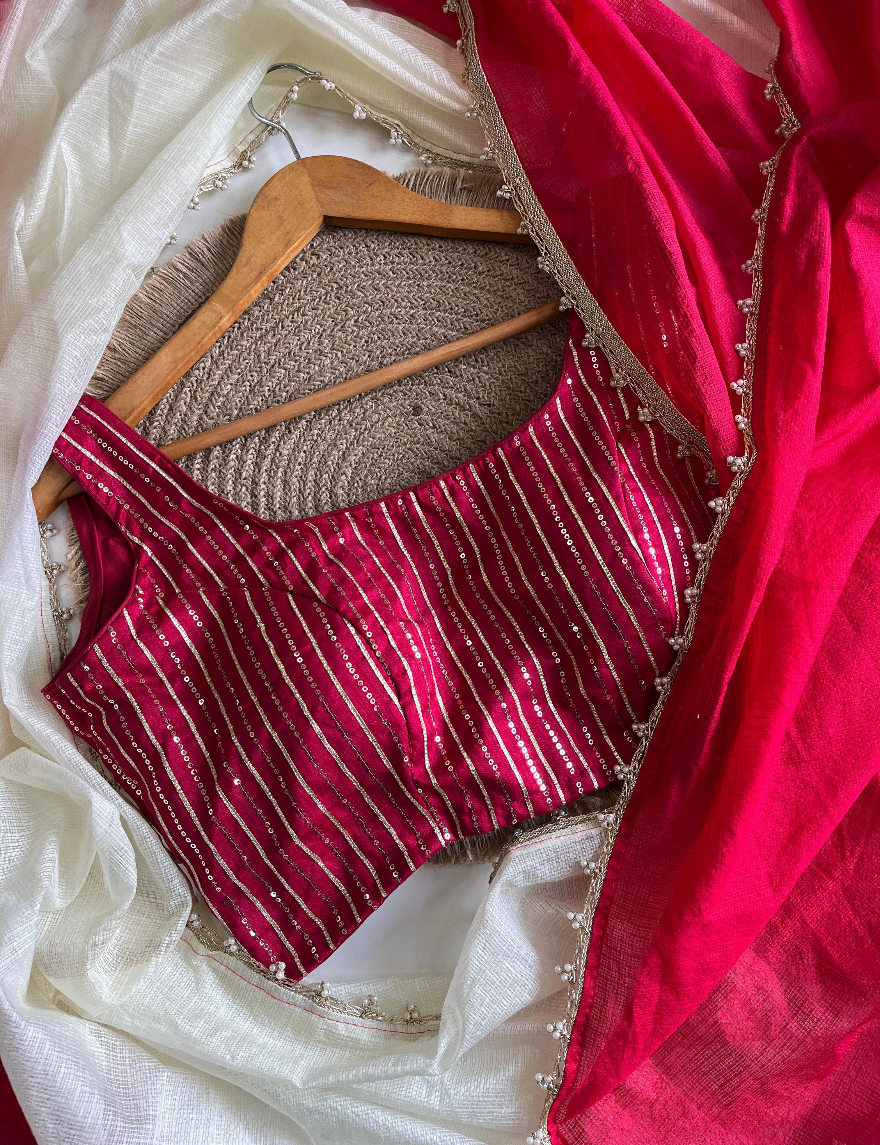 Viscos Kota Doriya Pearl Lace Work Saree