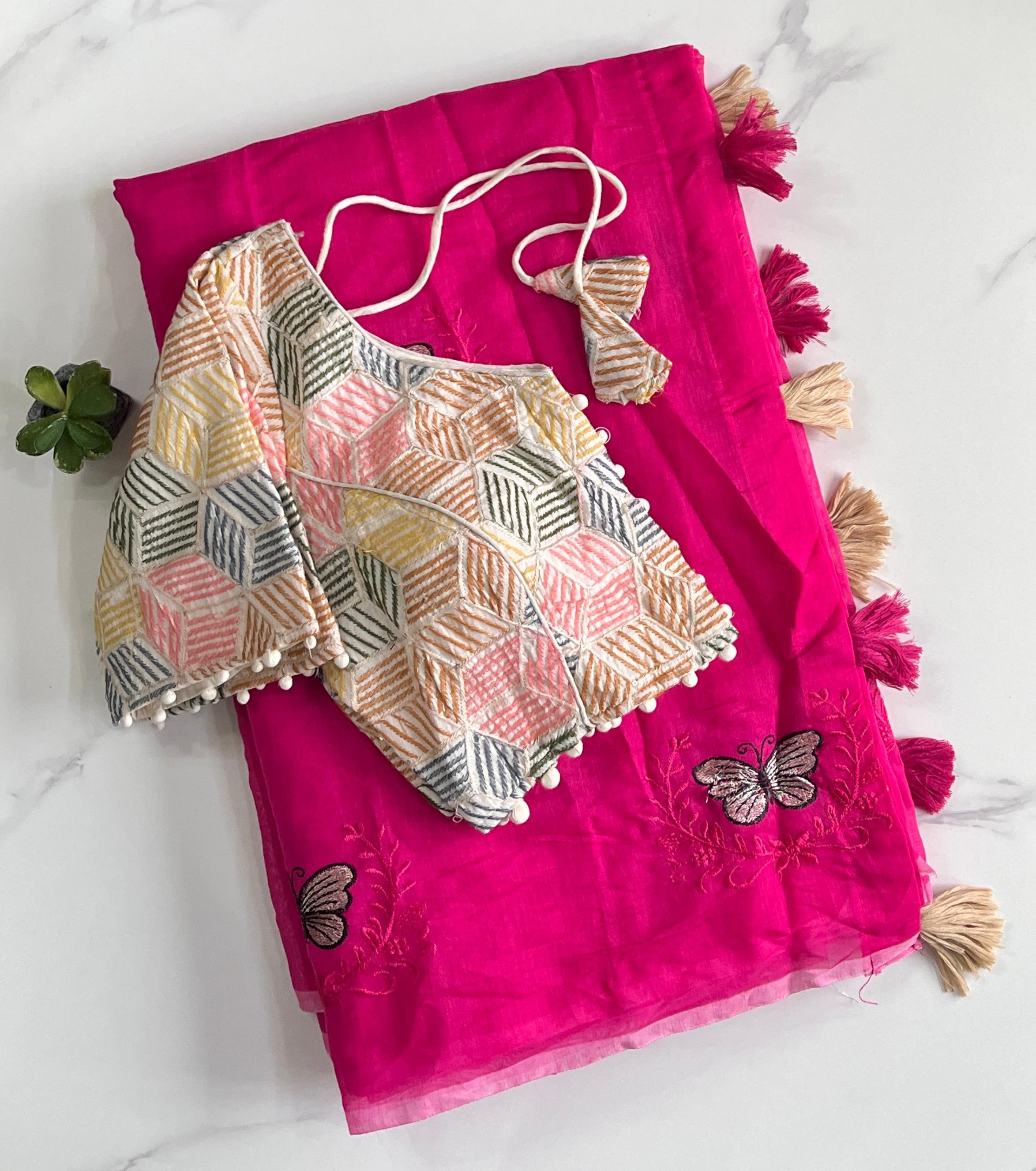 Premium Quality Premium Chanderi With Butterfly Work Saree