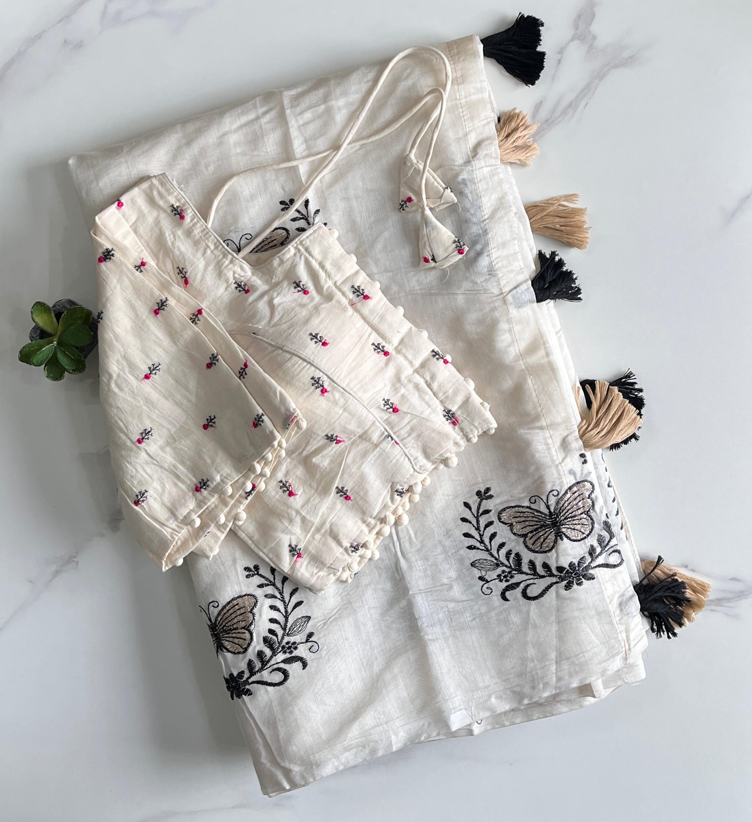 Premium Quality Premium Chanderi With Butterfly Work Saree