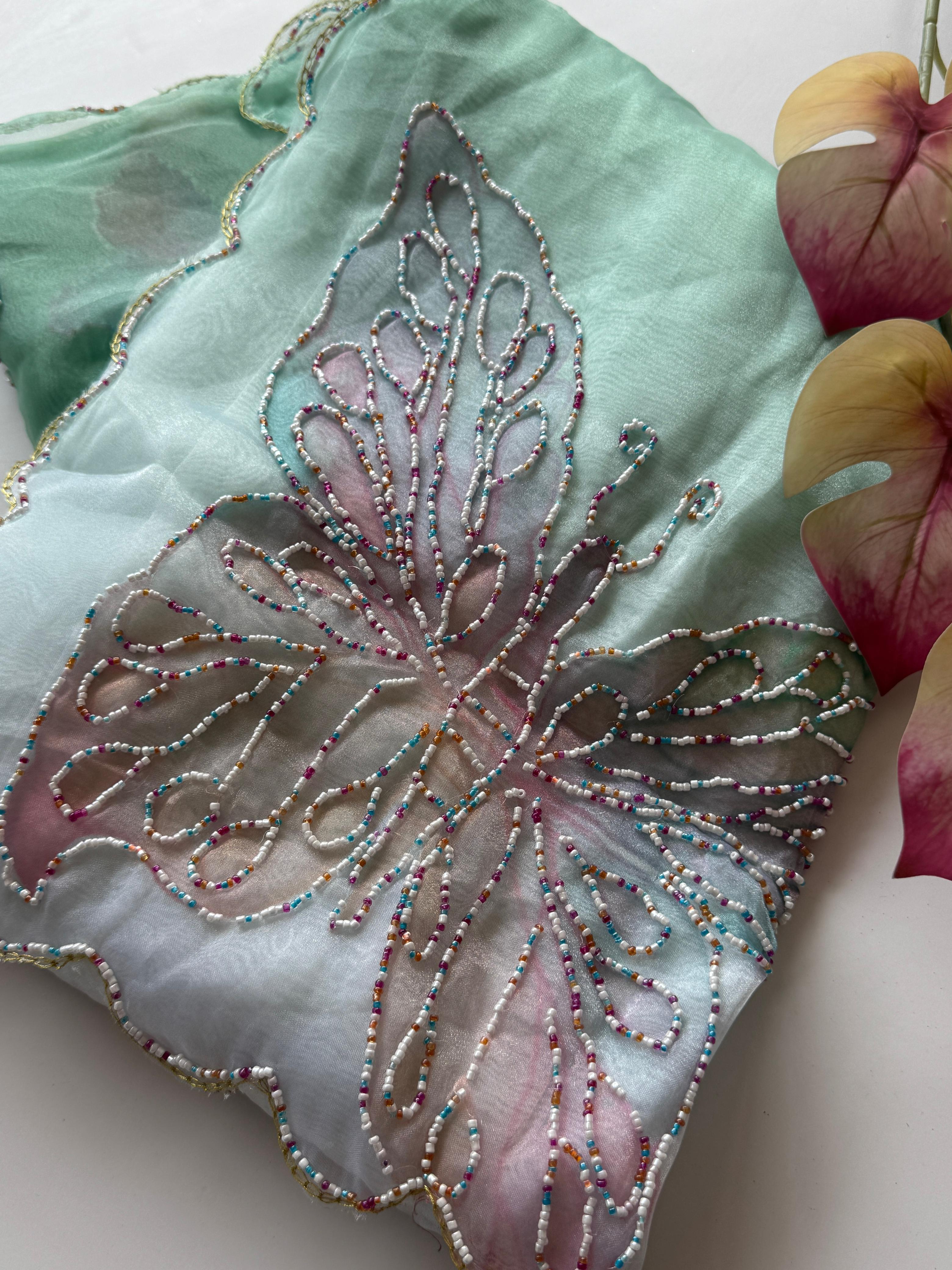 Premium Organza Tissue With Butterfly Work Saree