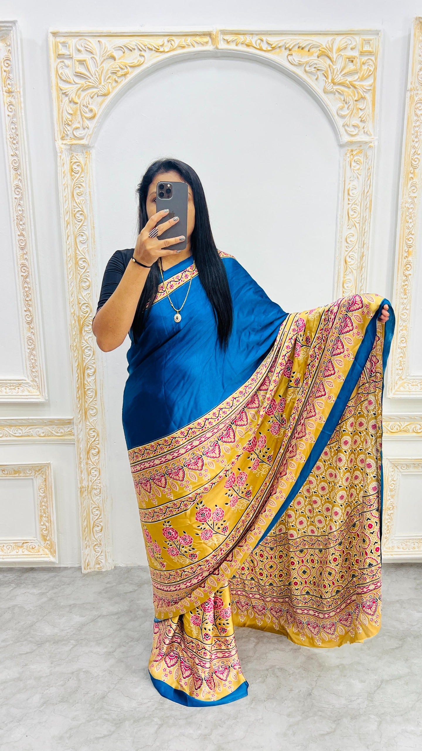 Original Japan Silk With Printed Work Saree