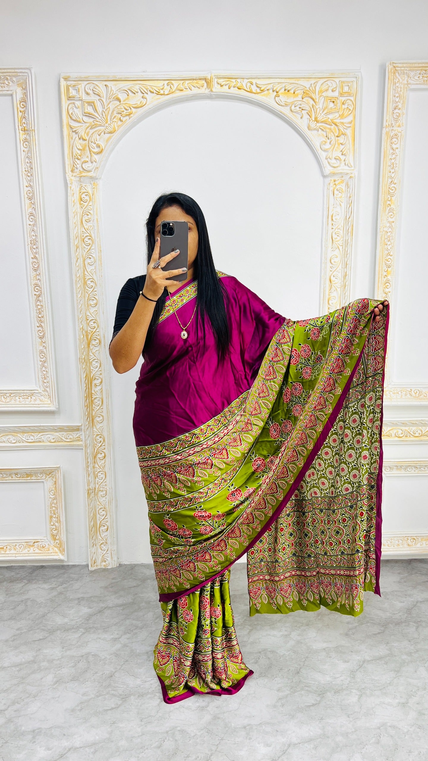 Original Japan Silk With Printed Work Saree