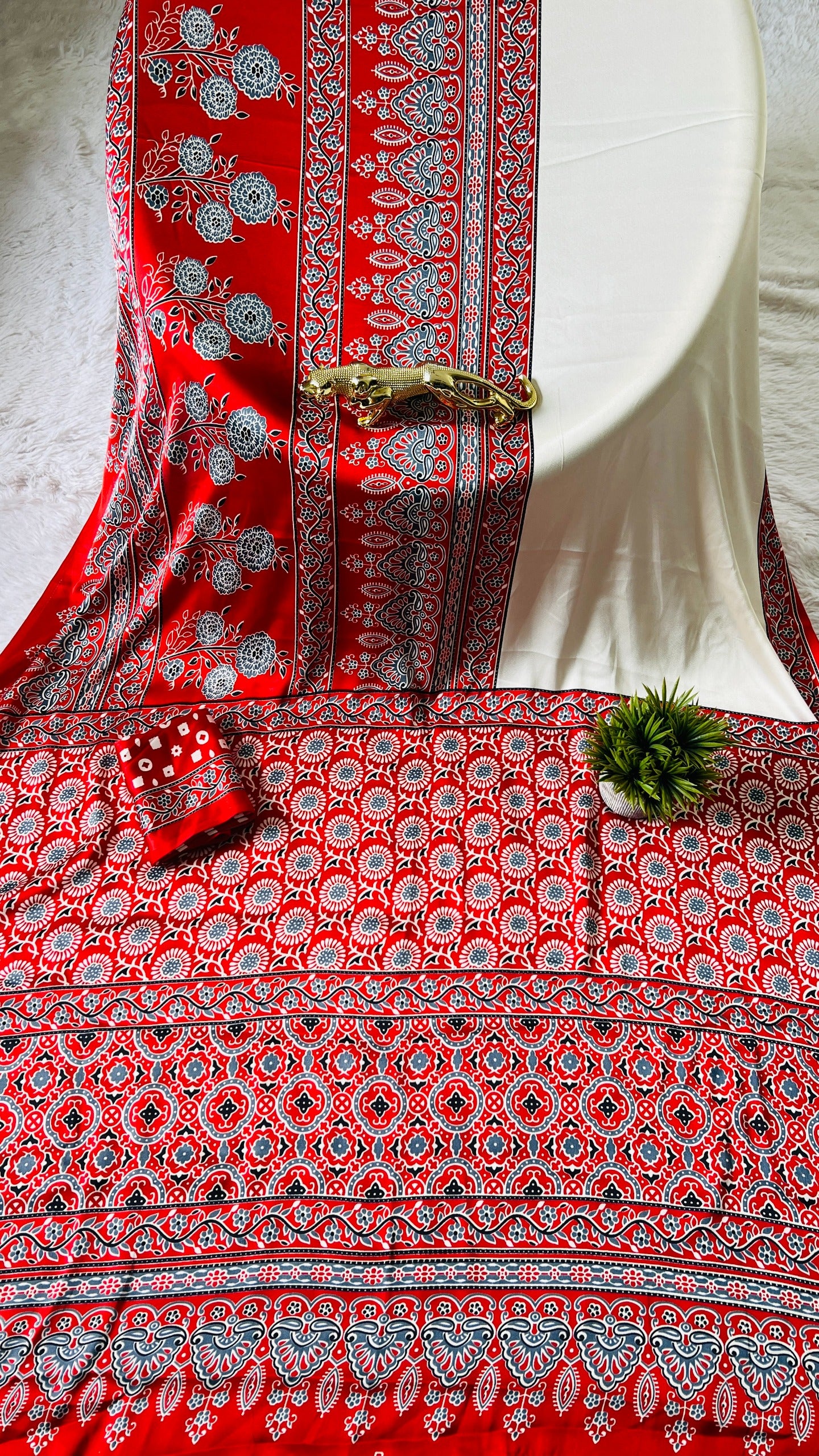 Original Japan Silk With Printed Work Saree