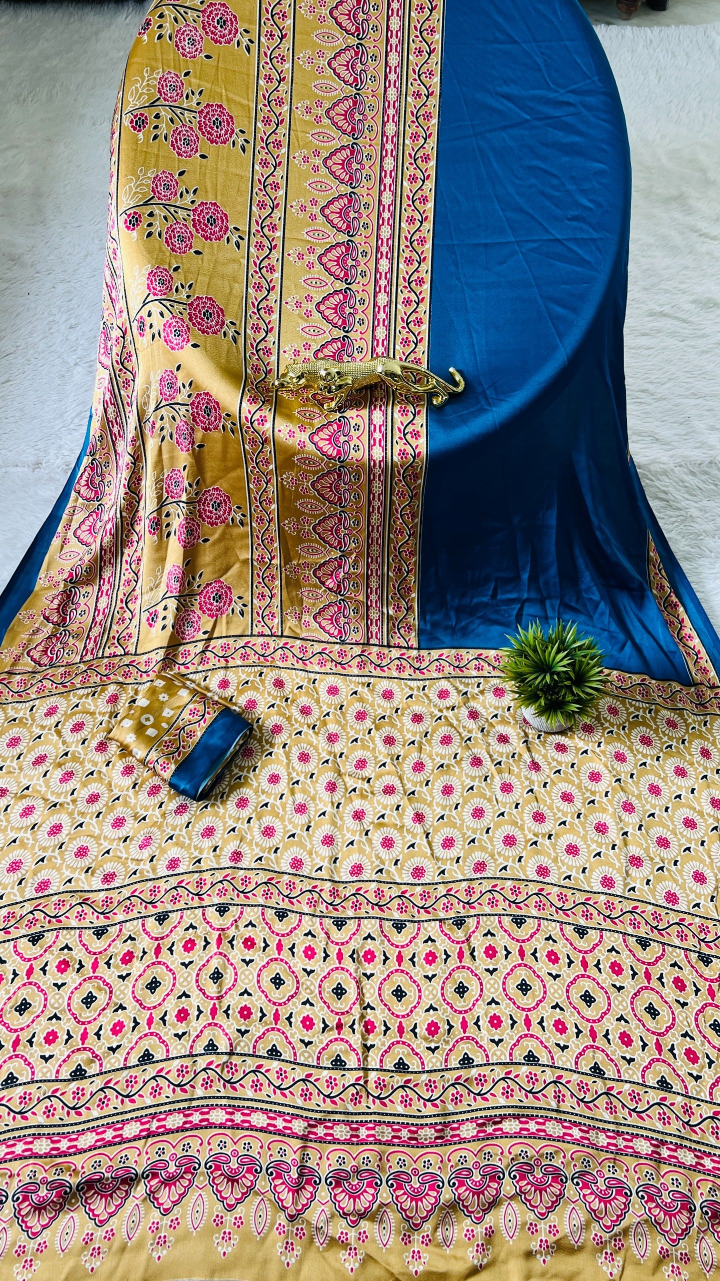 Original Japan Silk With Printed Work Saree