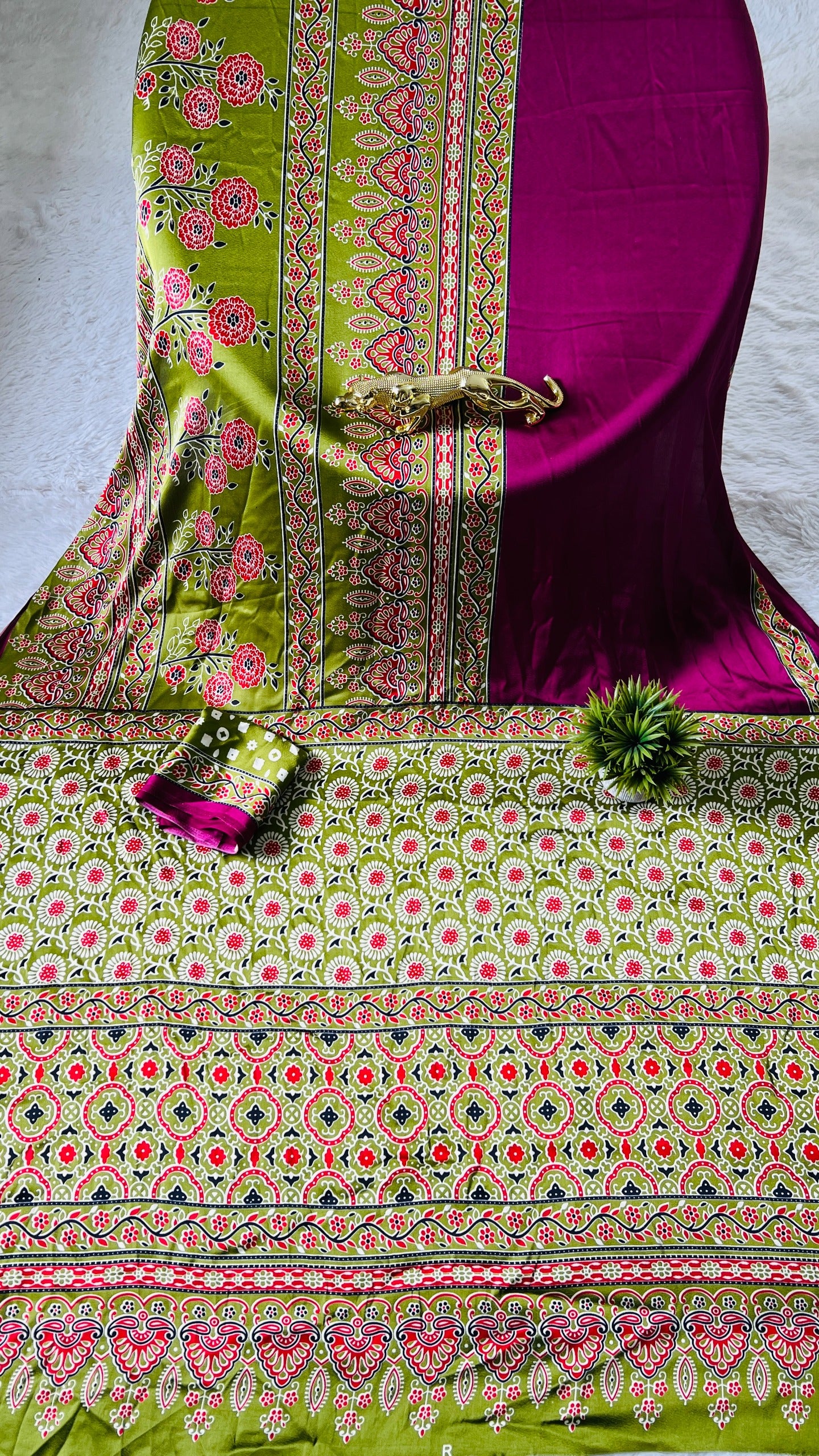 Original Japan Silk With Printed Work Saree
