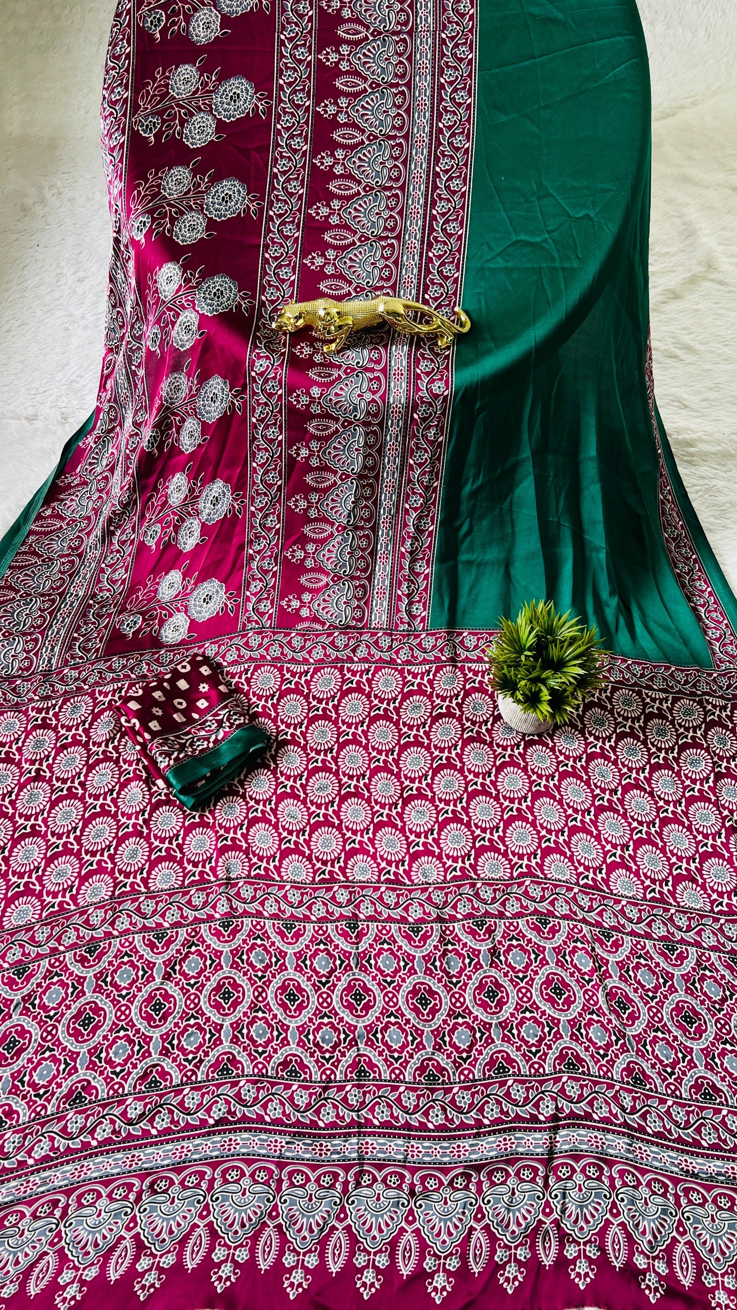 Original Japan Silk With Printed Work Saree