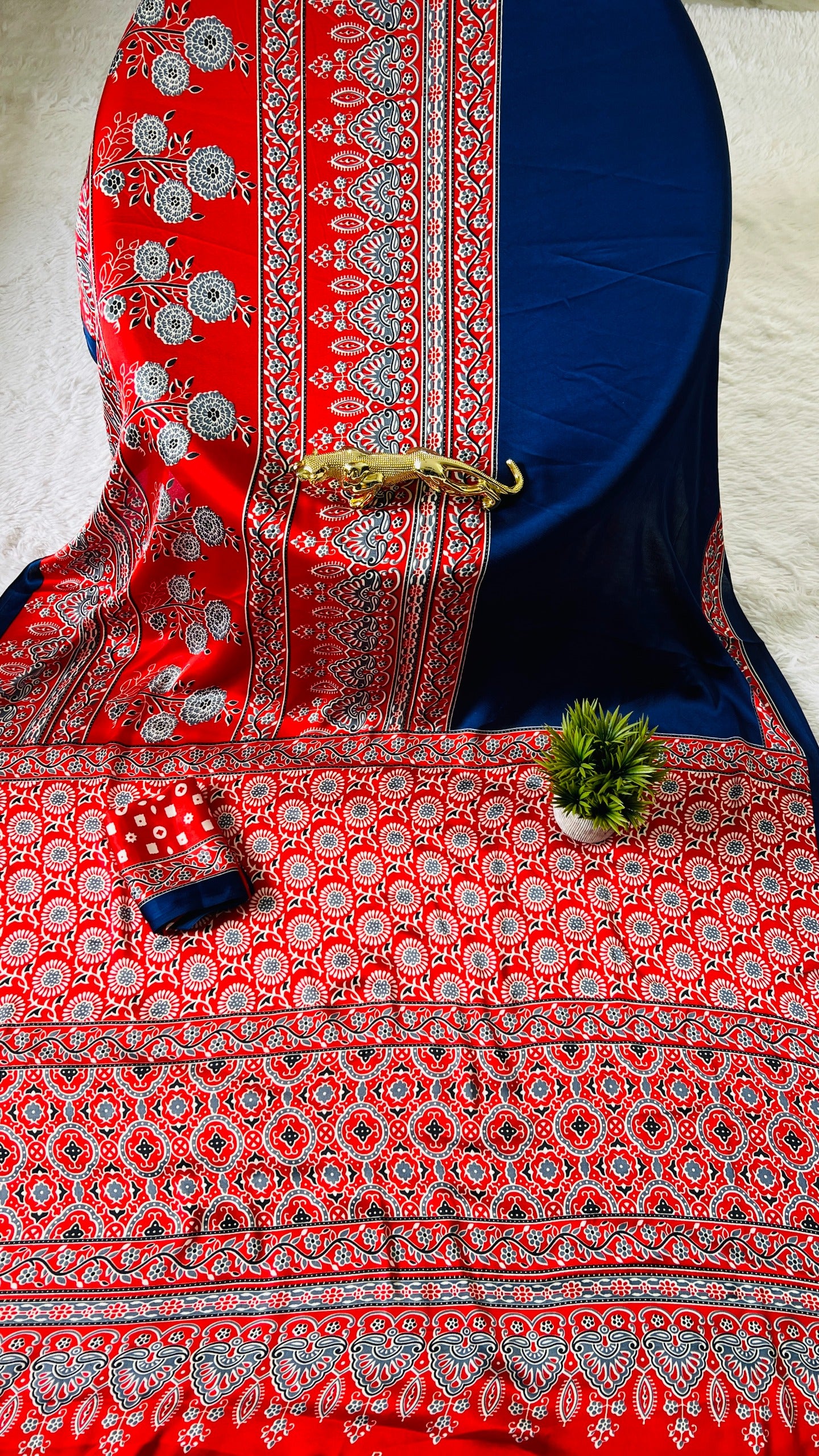 Original Japan Silk With Printed Work Saree