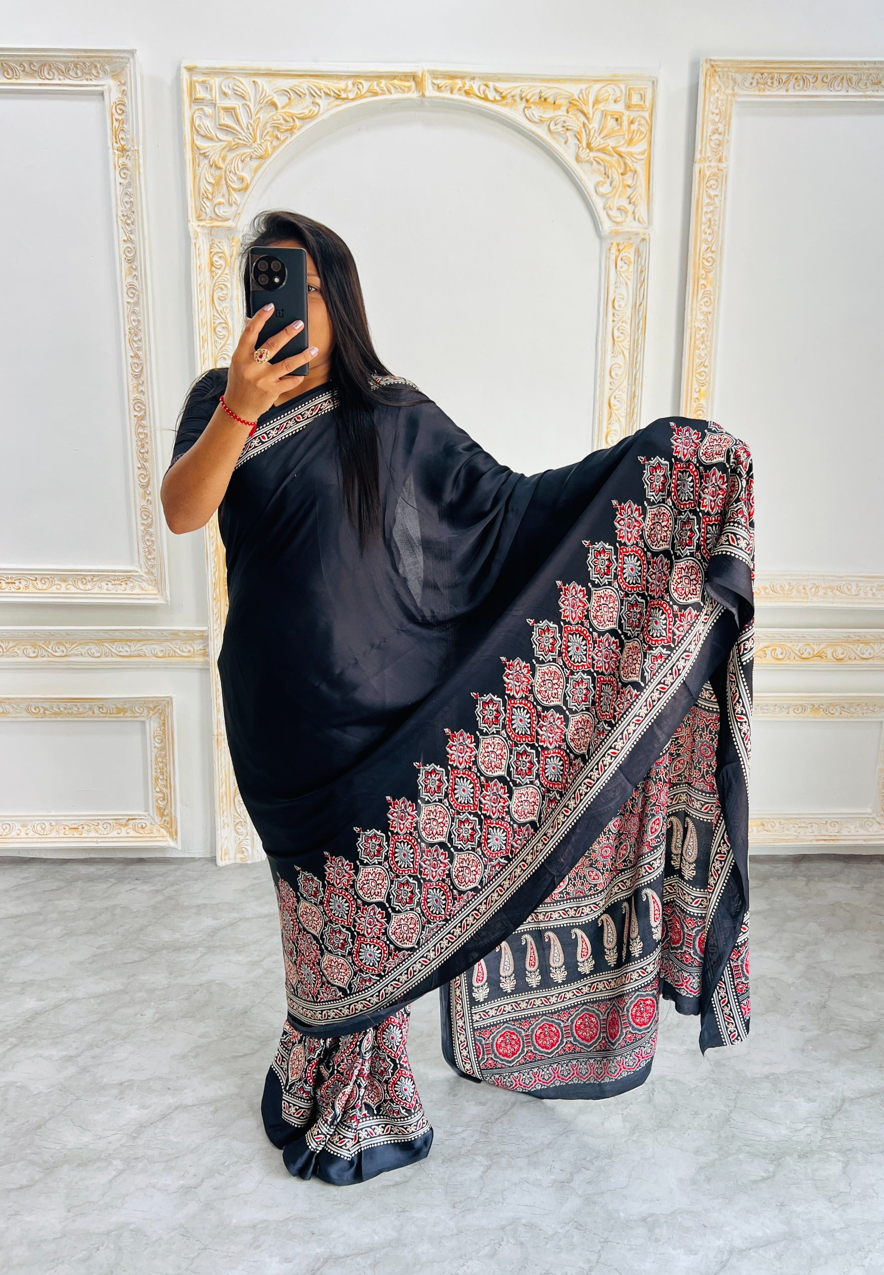 Original Japan Silk With Printed Work Saree