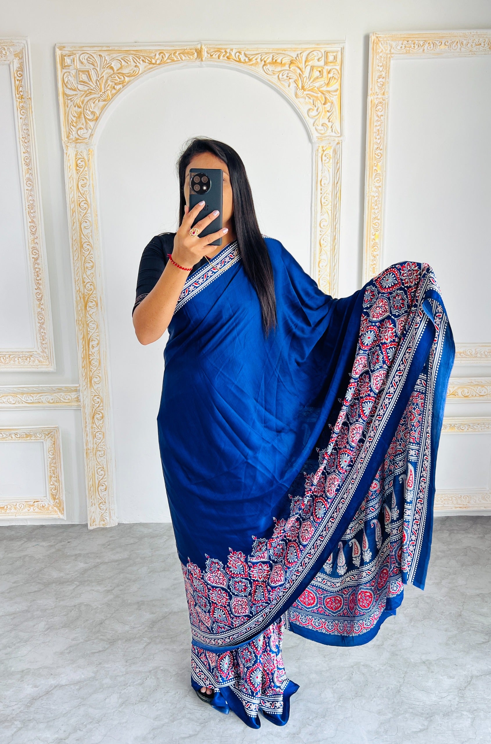 Original Japan Silk With Printed Work Saree