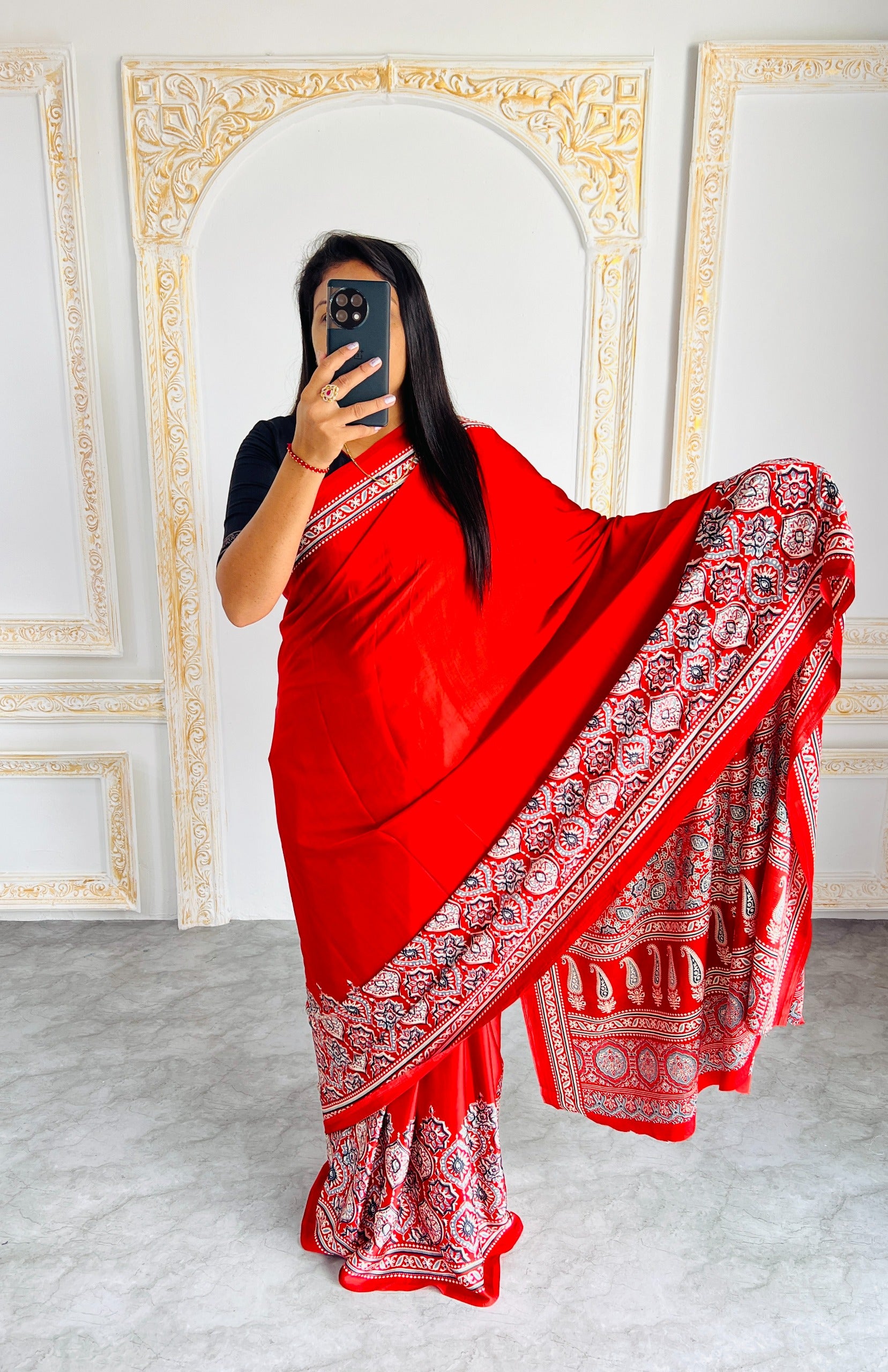 Original Japan Silk With Printed Work Saree