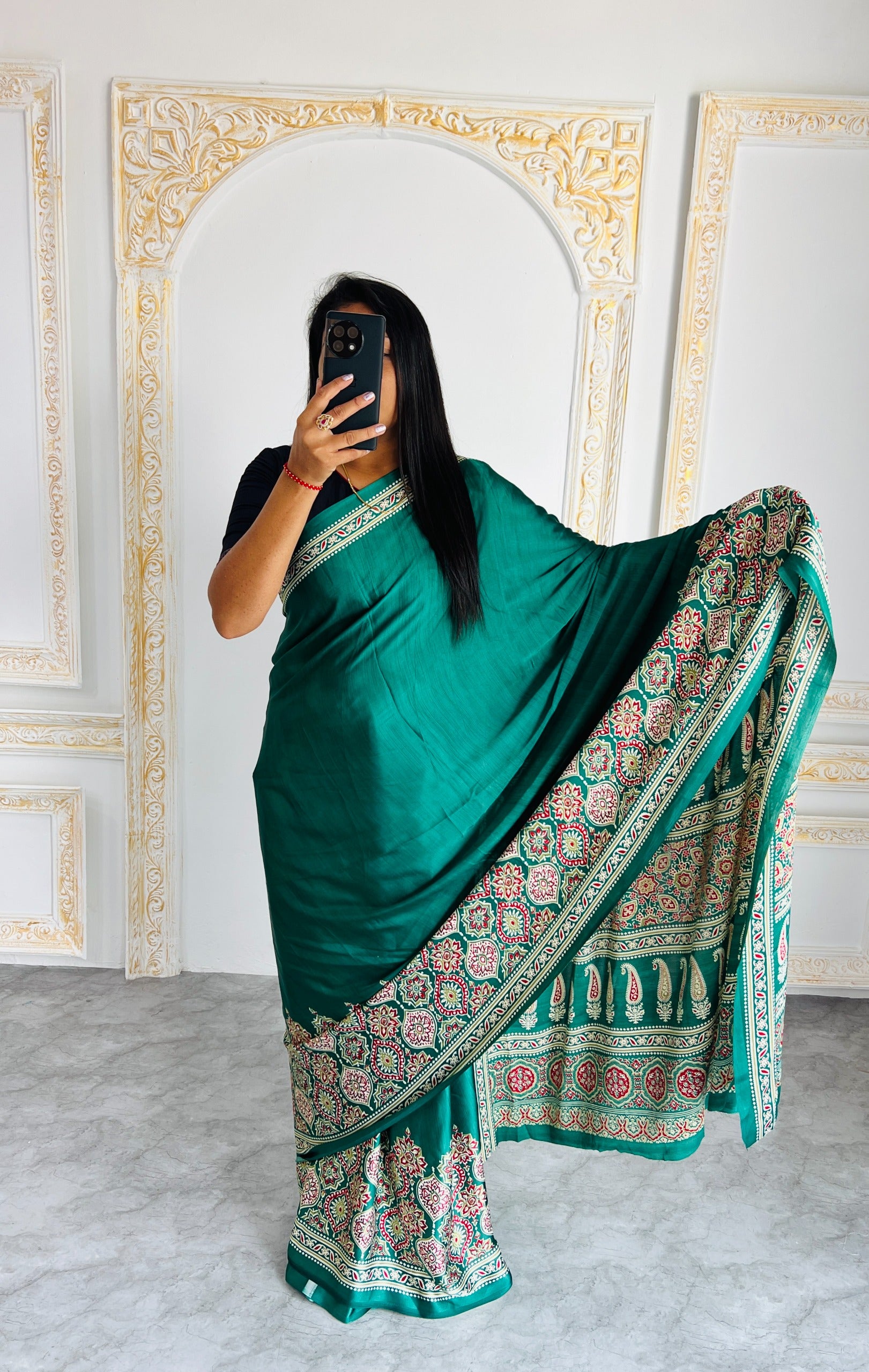 Original Japan Silk With Printed Work Saree