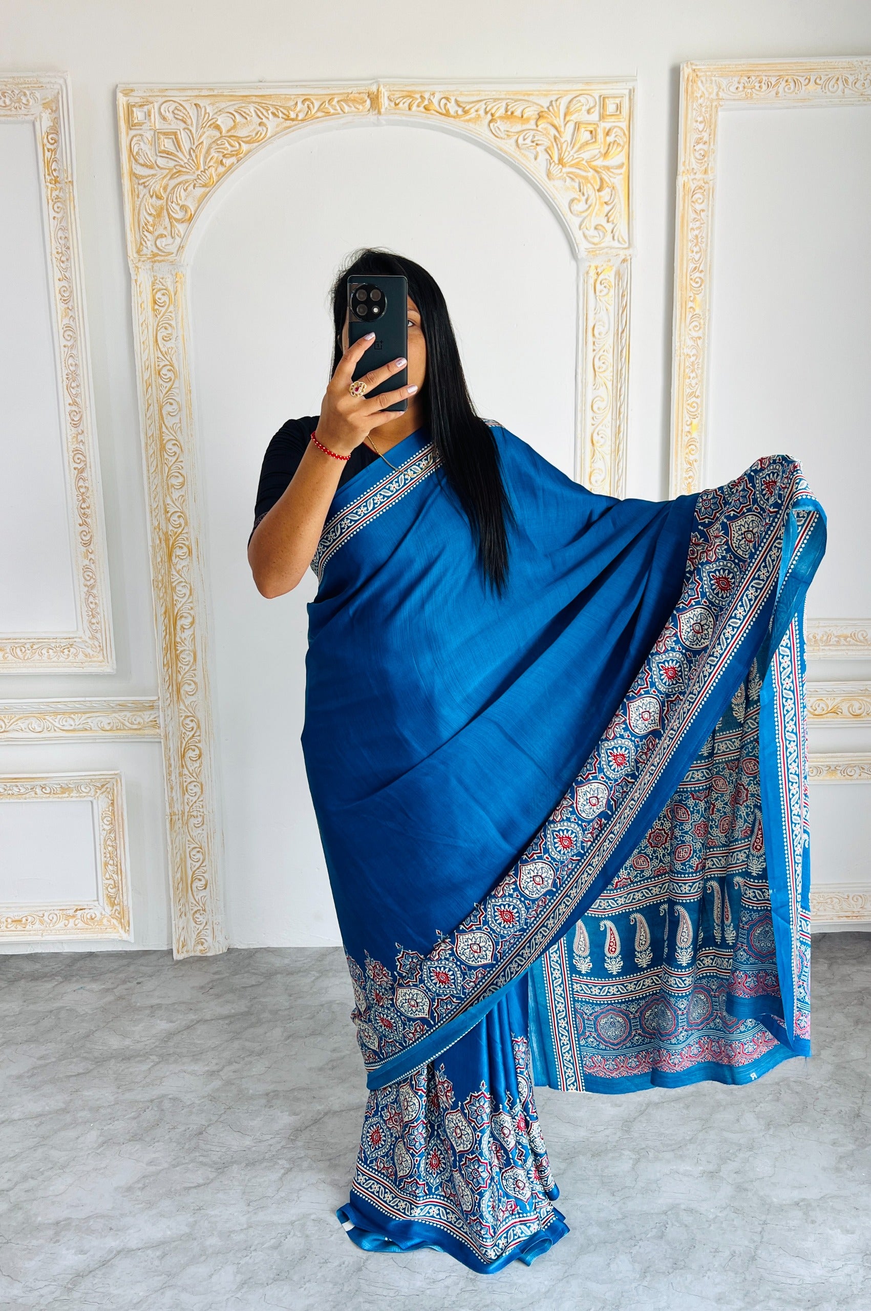 Original Japan Silk With Printed Work Saree