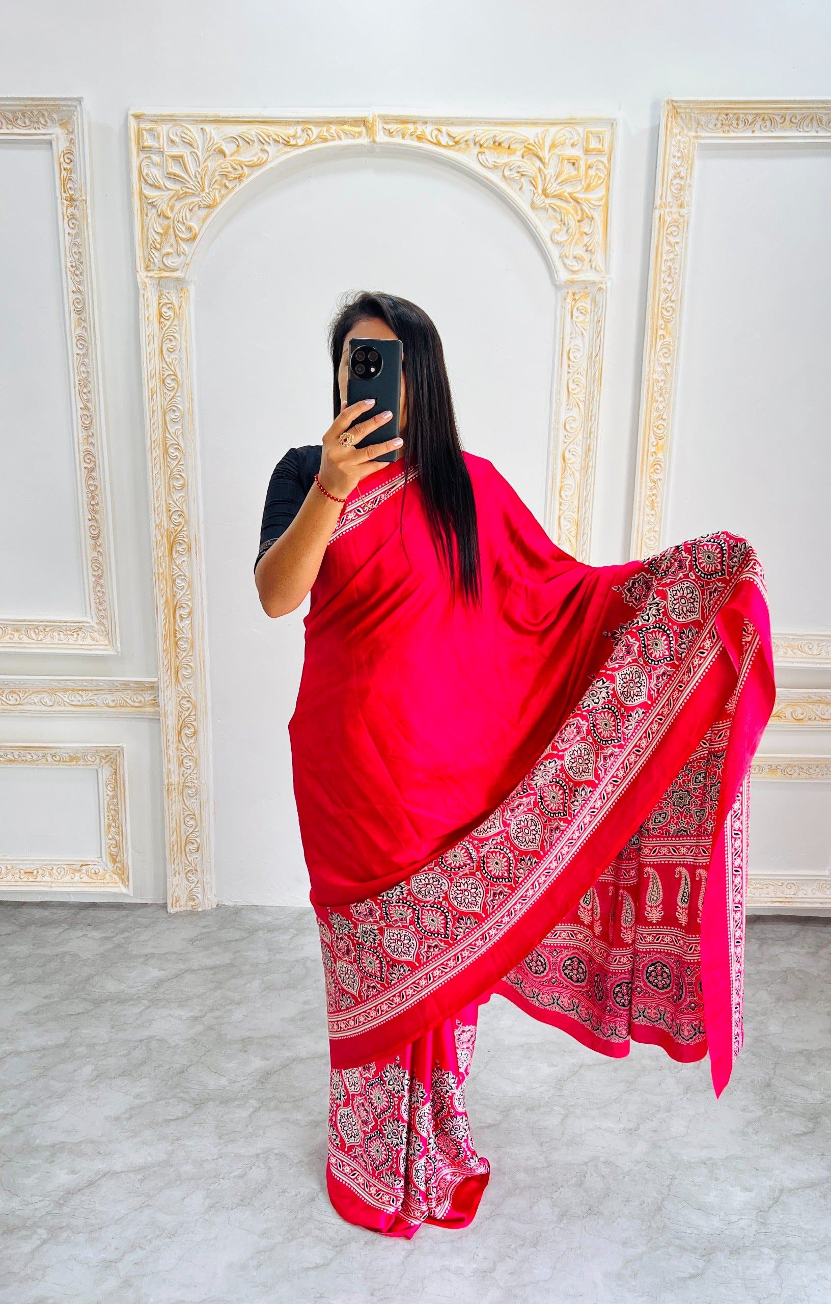 Original Japan Silk With Printed Work Saree