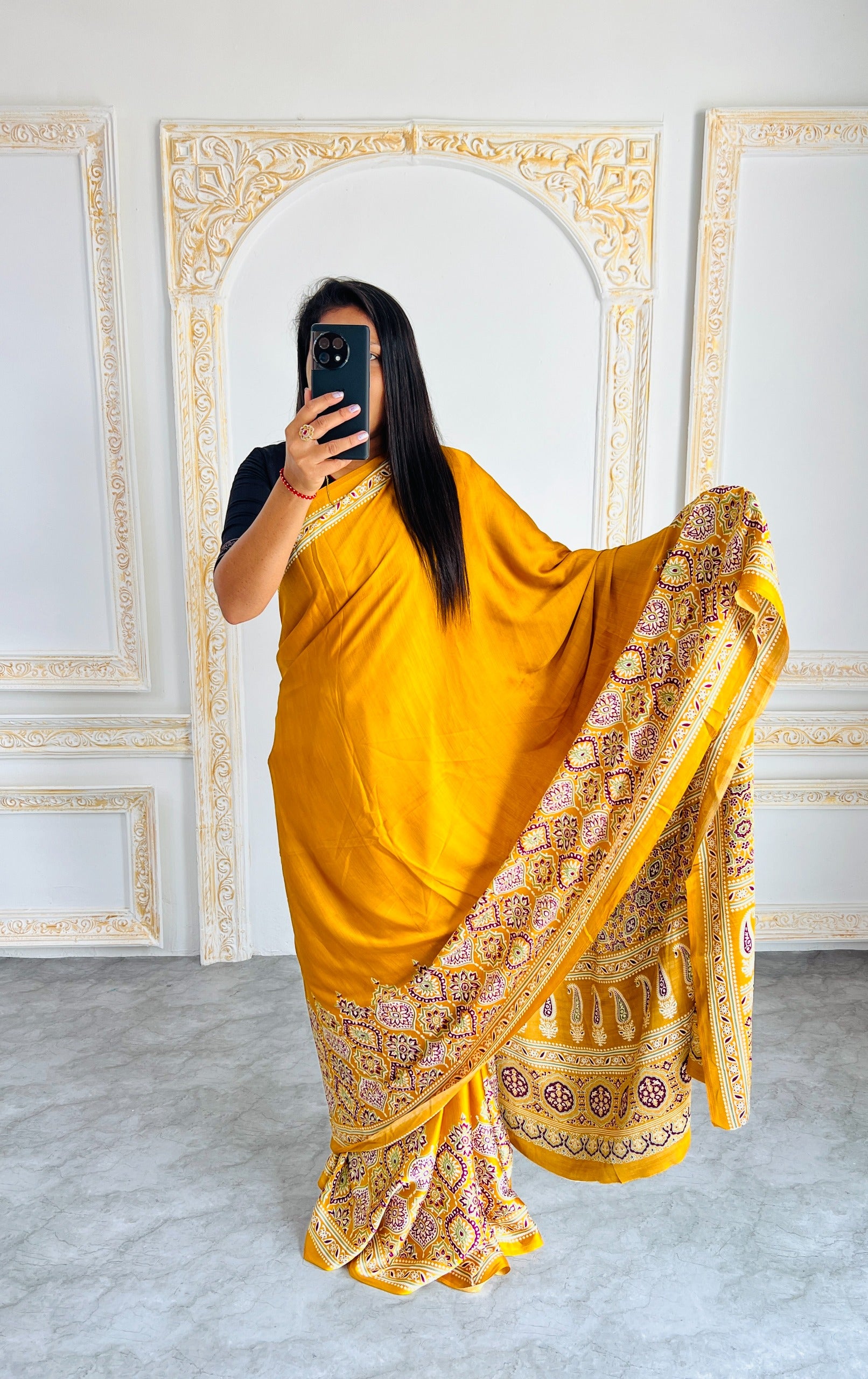 Original Japan Silk With Printed Work Saree