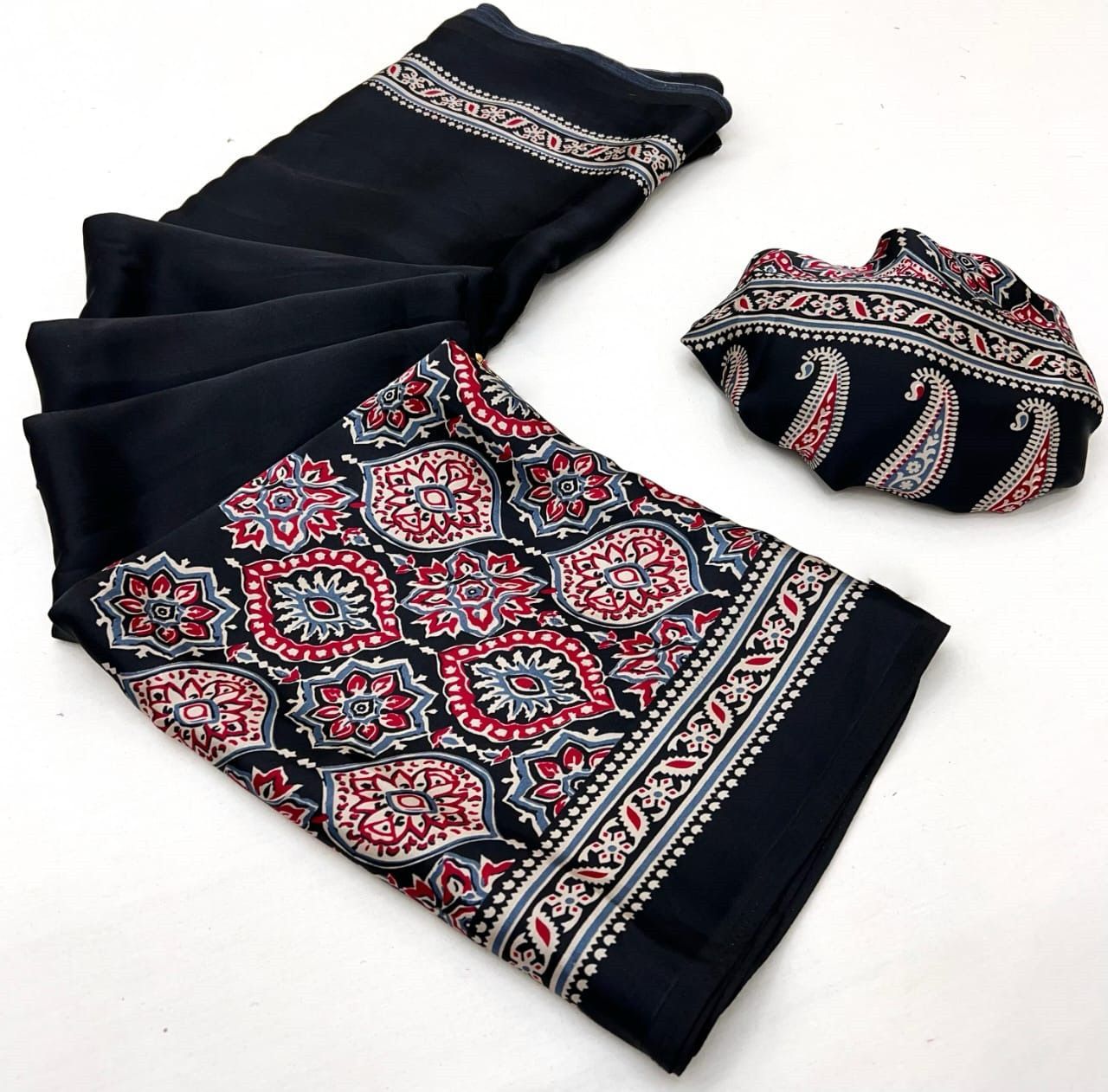 Original Japan Silk With Printed Work Saree