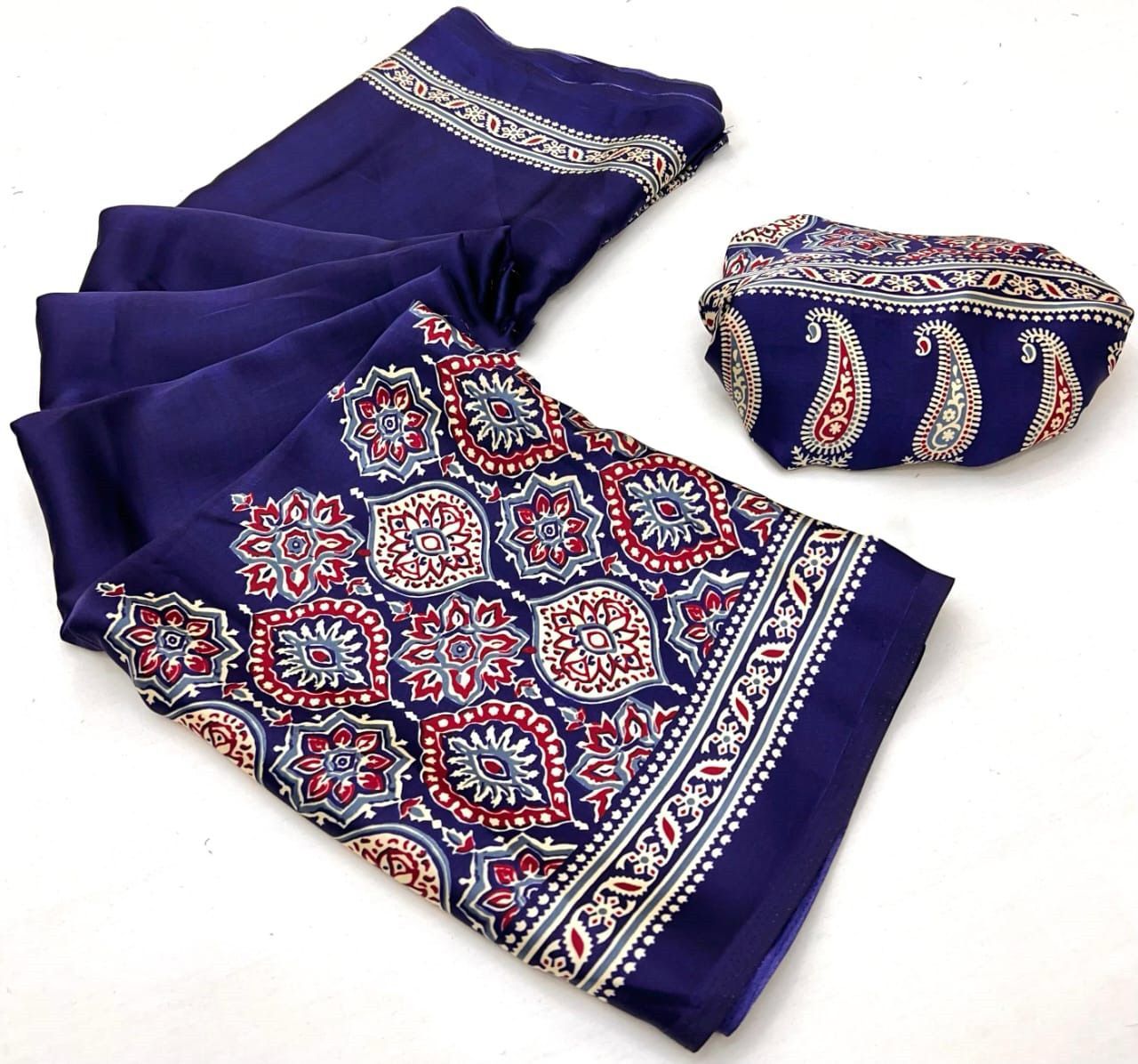 Original Japan Silk With Printed Work Saree