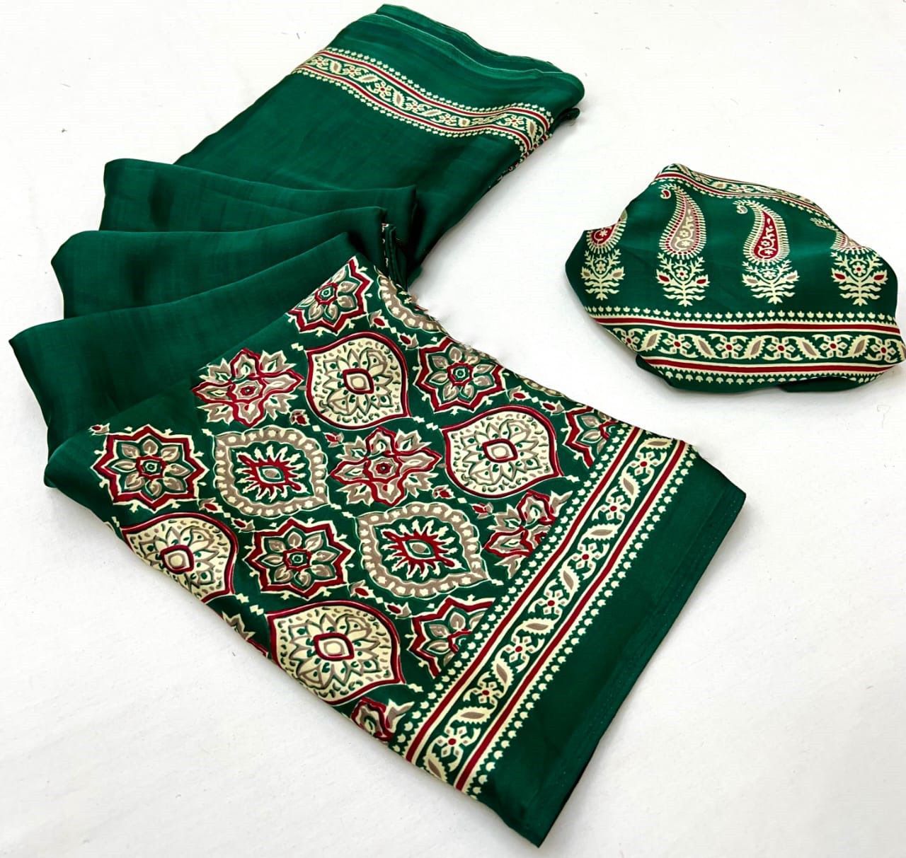 Original Japan Silk With Printed Work Saree