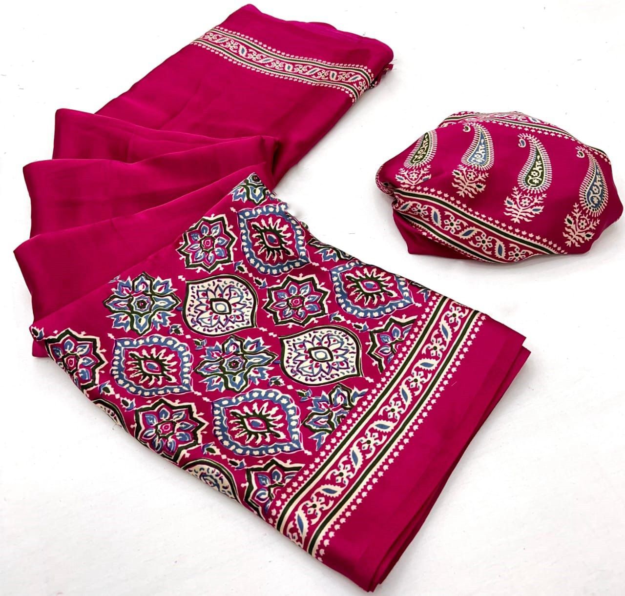 Original Japan Silk With Printed Work Saree