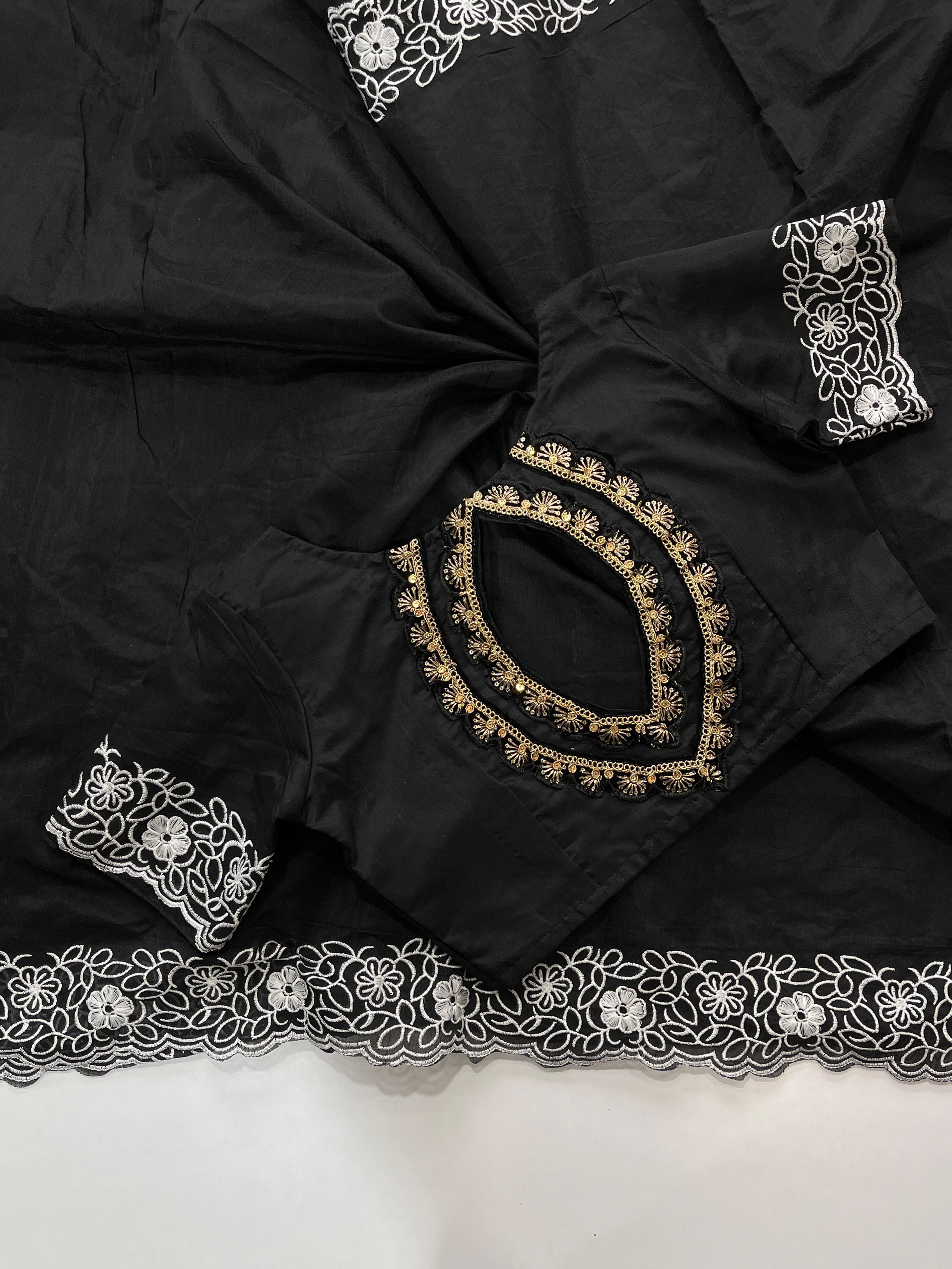 Pure Chanderi Cotton Embroidey Work Saree