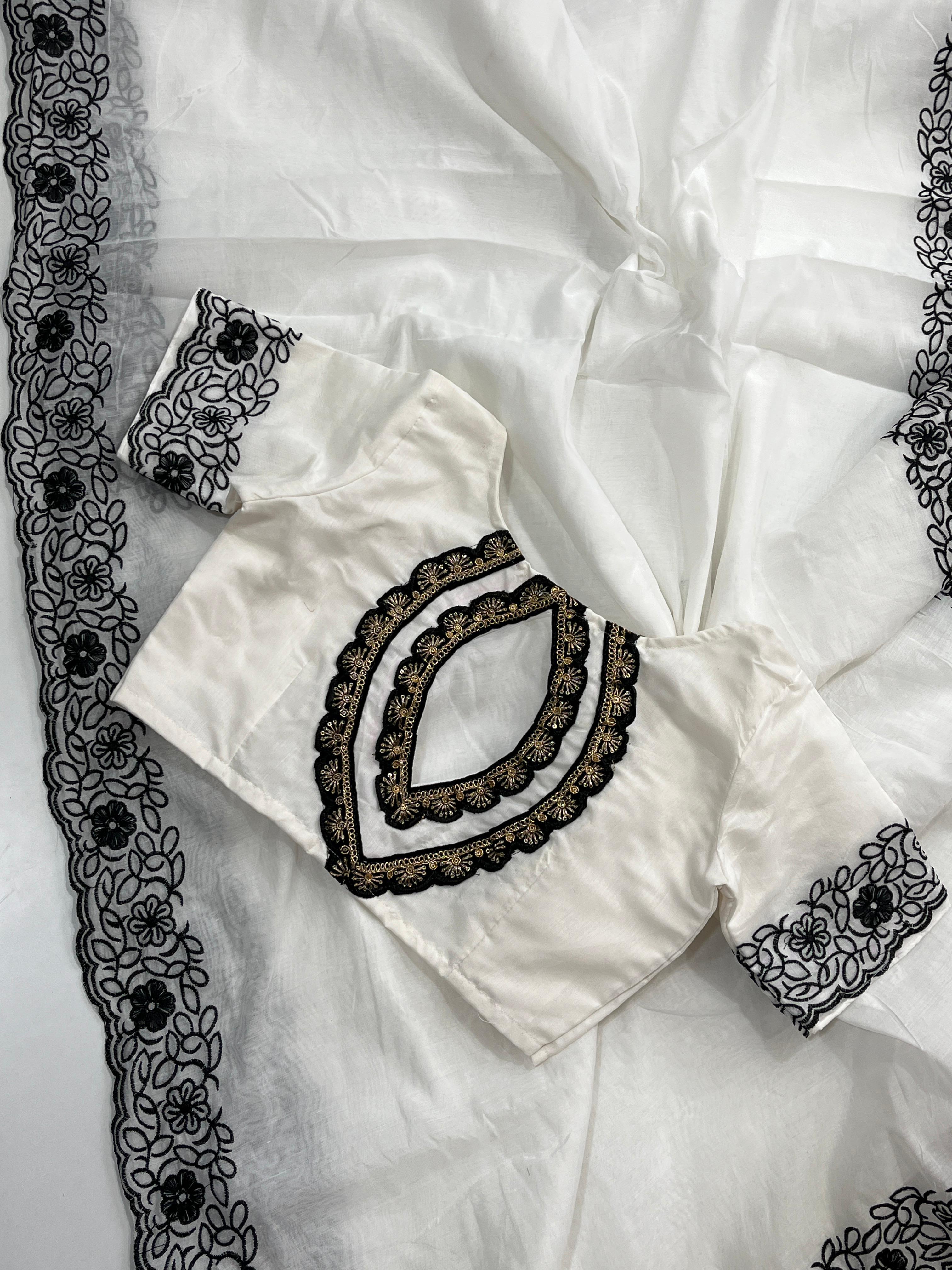 Pure Chanderi Cotton Embroidey Work Saree