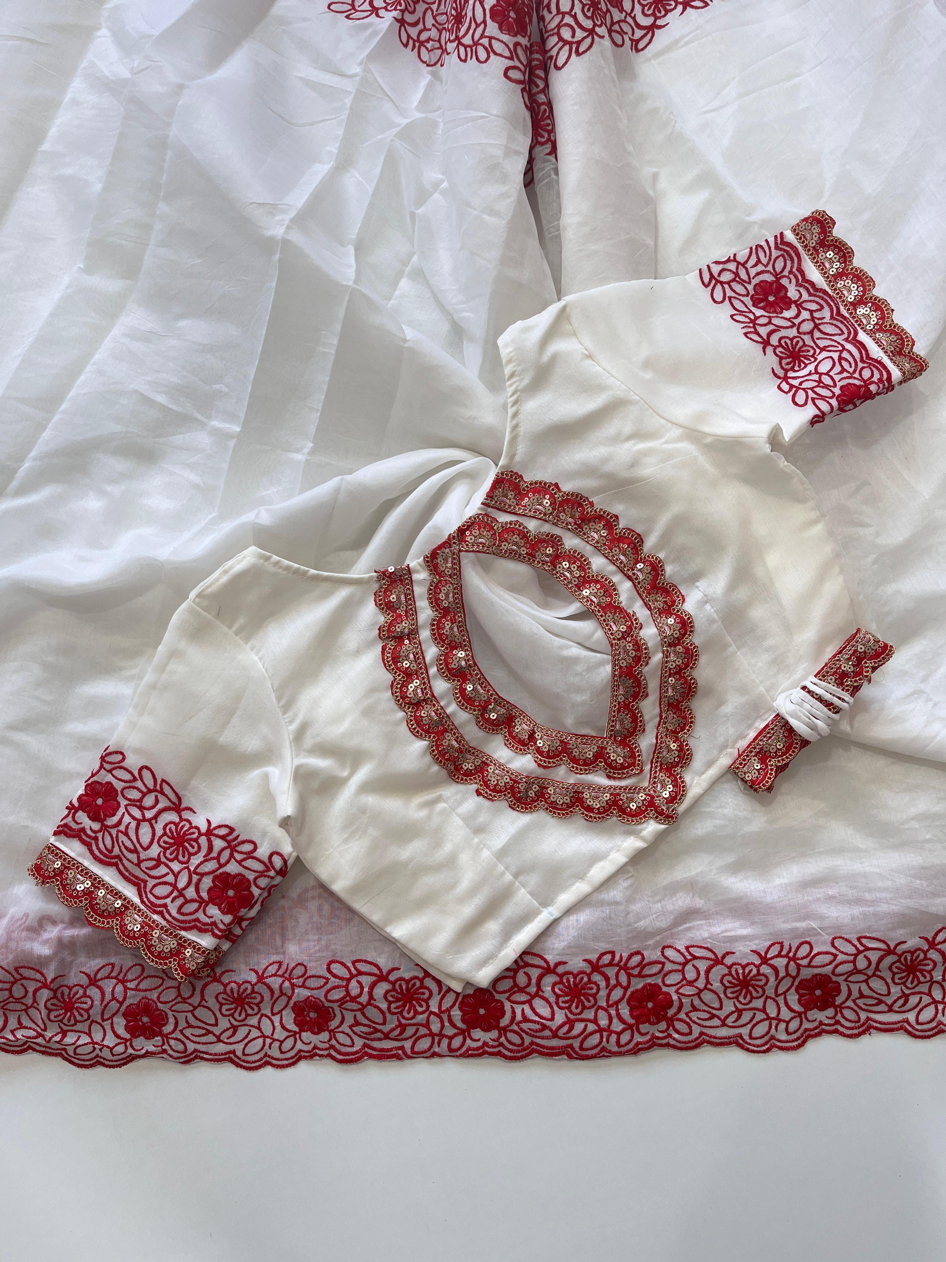 Pure Chanderi Cotton Embroidey Work Saree