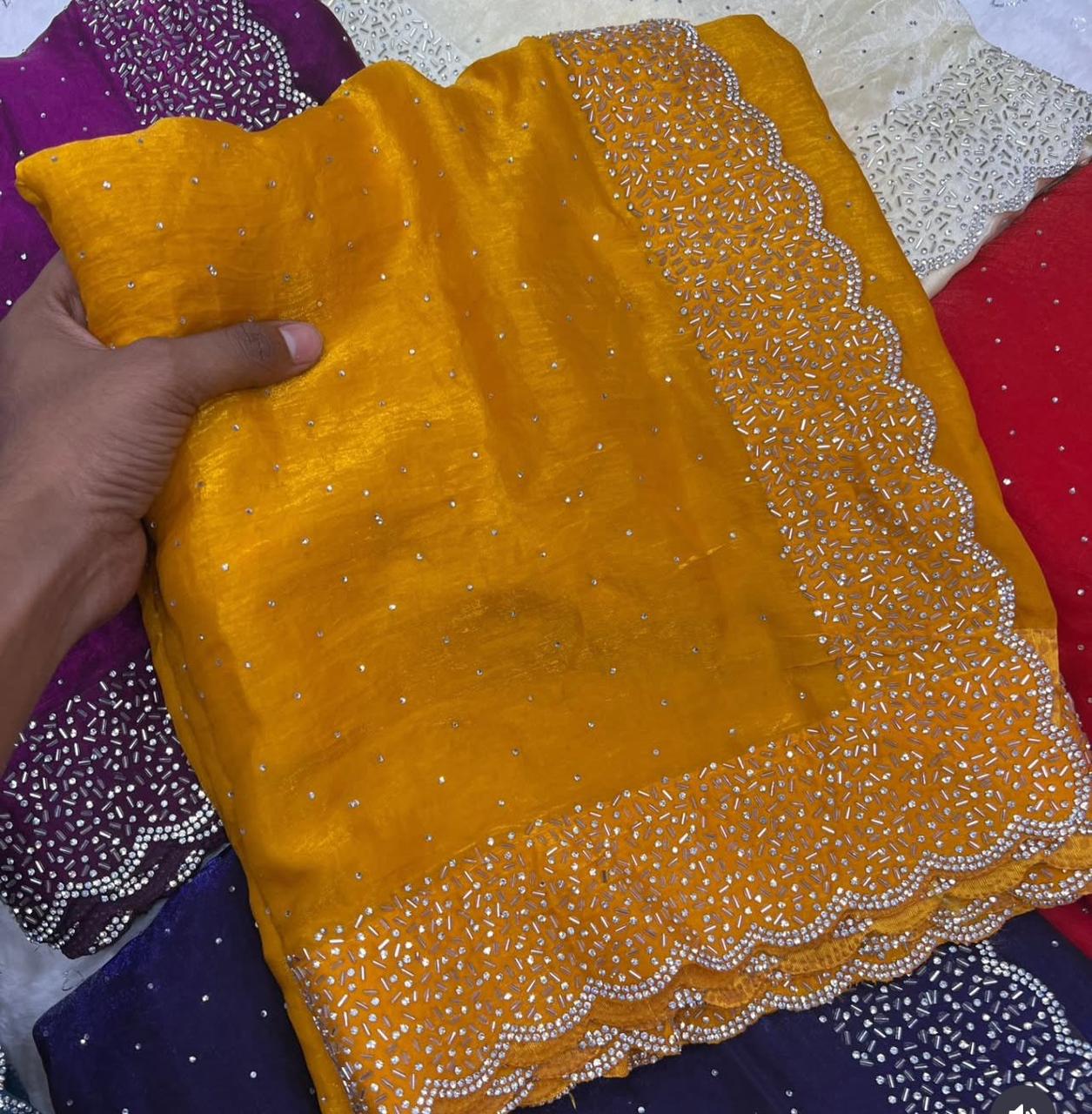 Beautifull Space Silk With Jarkhan Work Saree