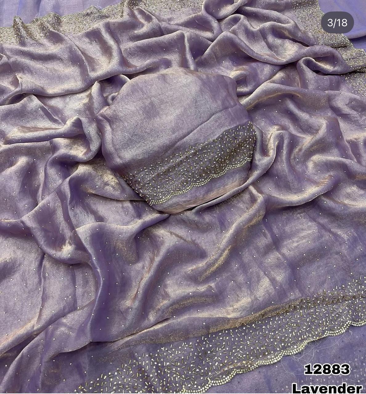 Beautifull Space Silk With Jarkhan Work Saree
