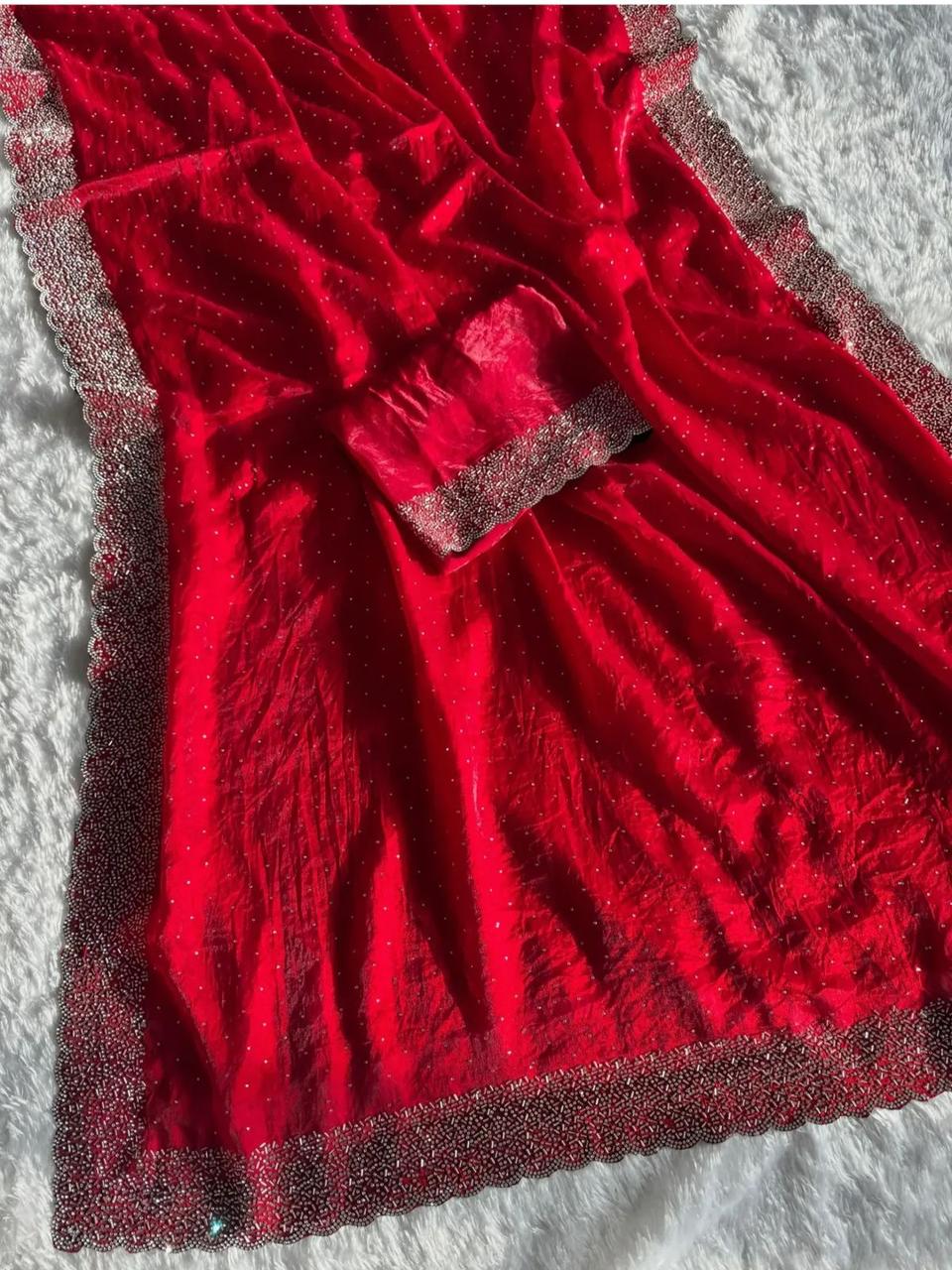 Beautifull Space Silk With Jarkhan Work Saree
