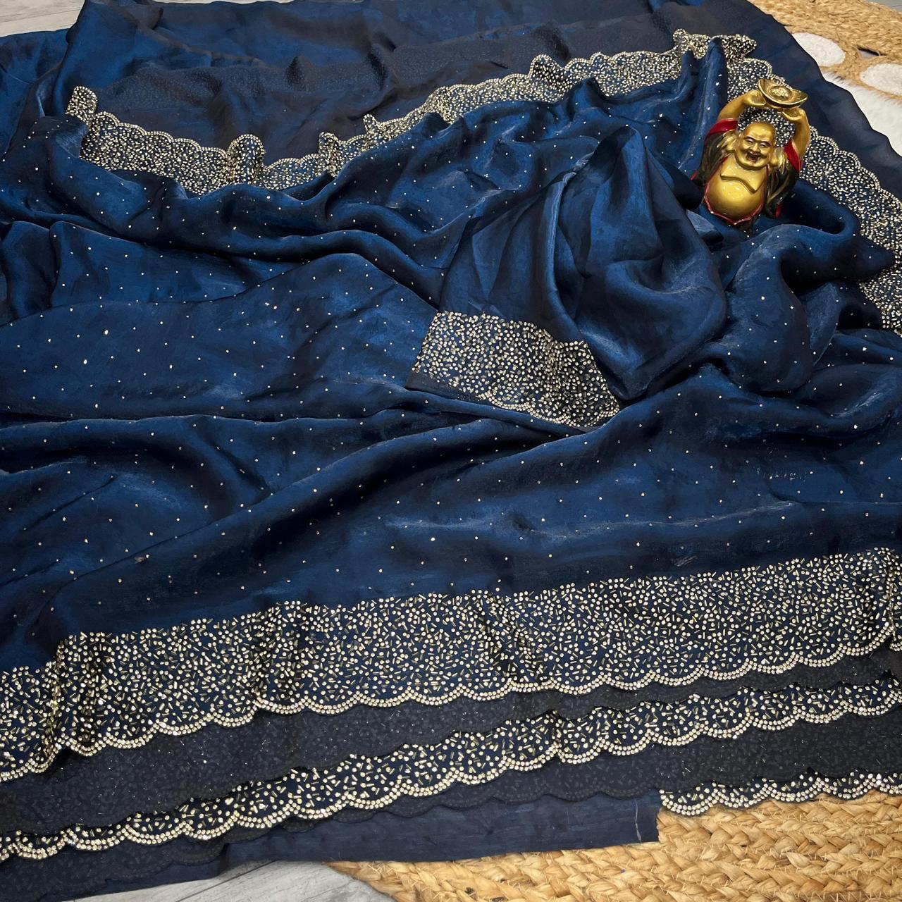 Beautifull Space Silk With Jarkhan Work Saree