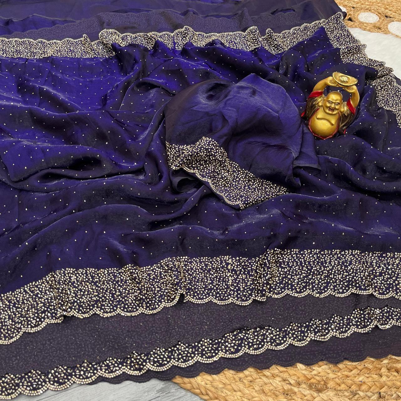 Beautifull Space Silk With Jarkhan Work Saree
