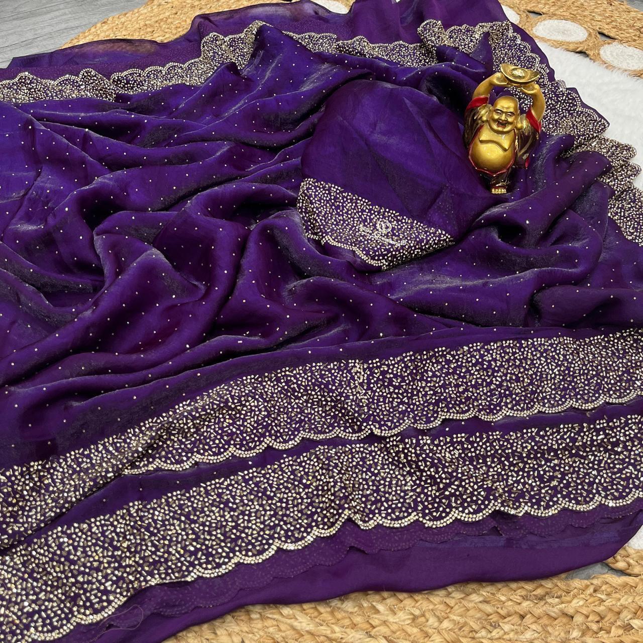 Beautifull Space Silk With Jarkhan Work Saree
