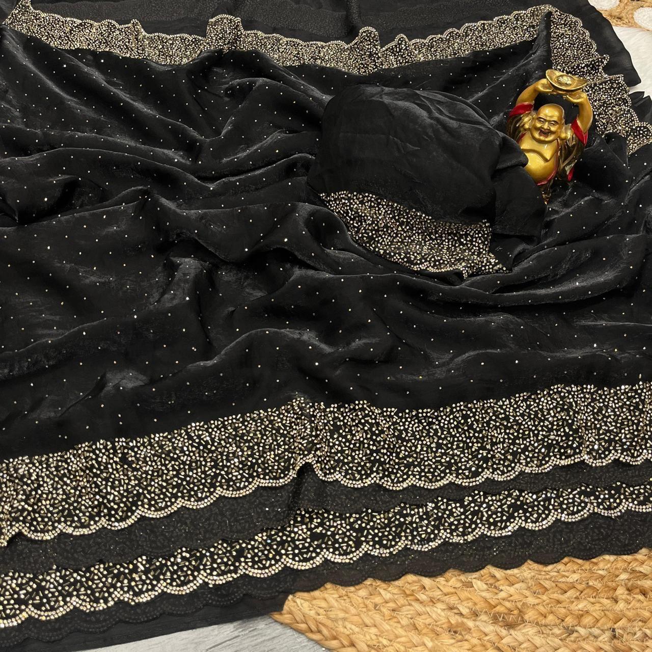Beautifull Space Silk With Jarkhan Work Saree