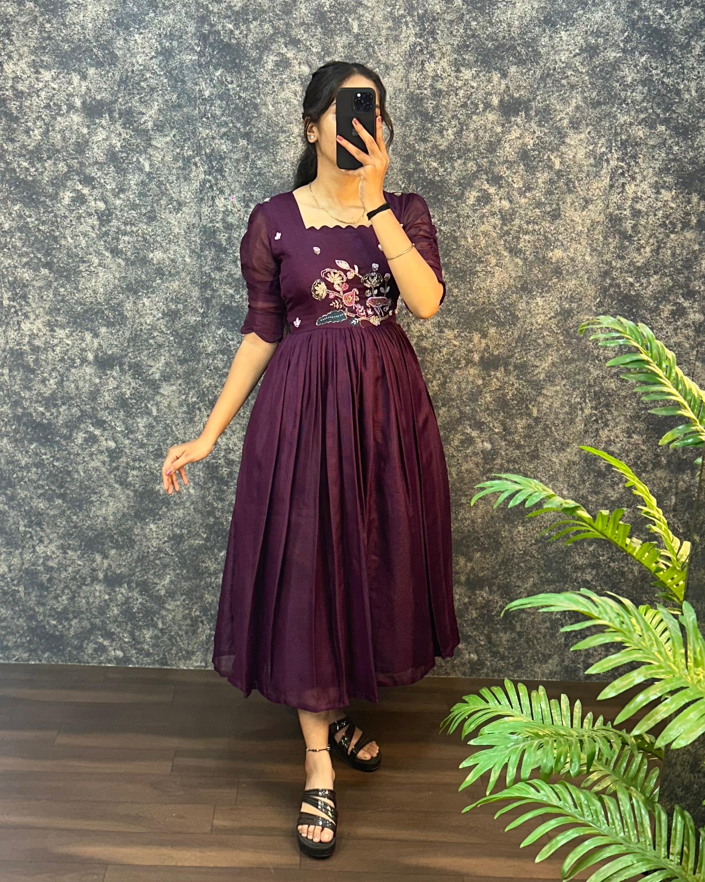Pure Soft Kota Doriya Hand Work Gown