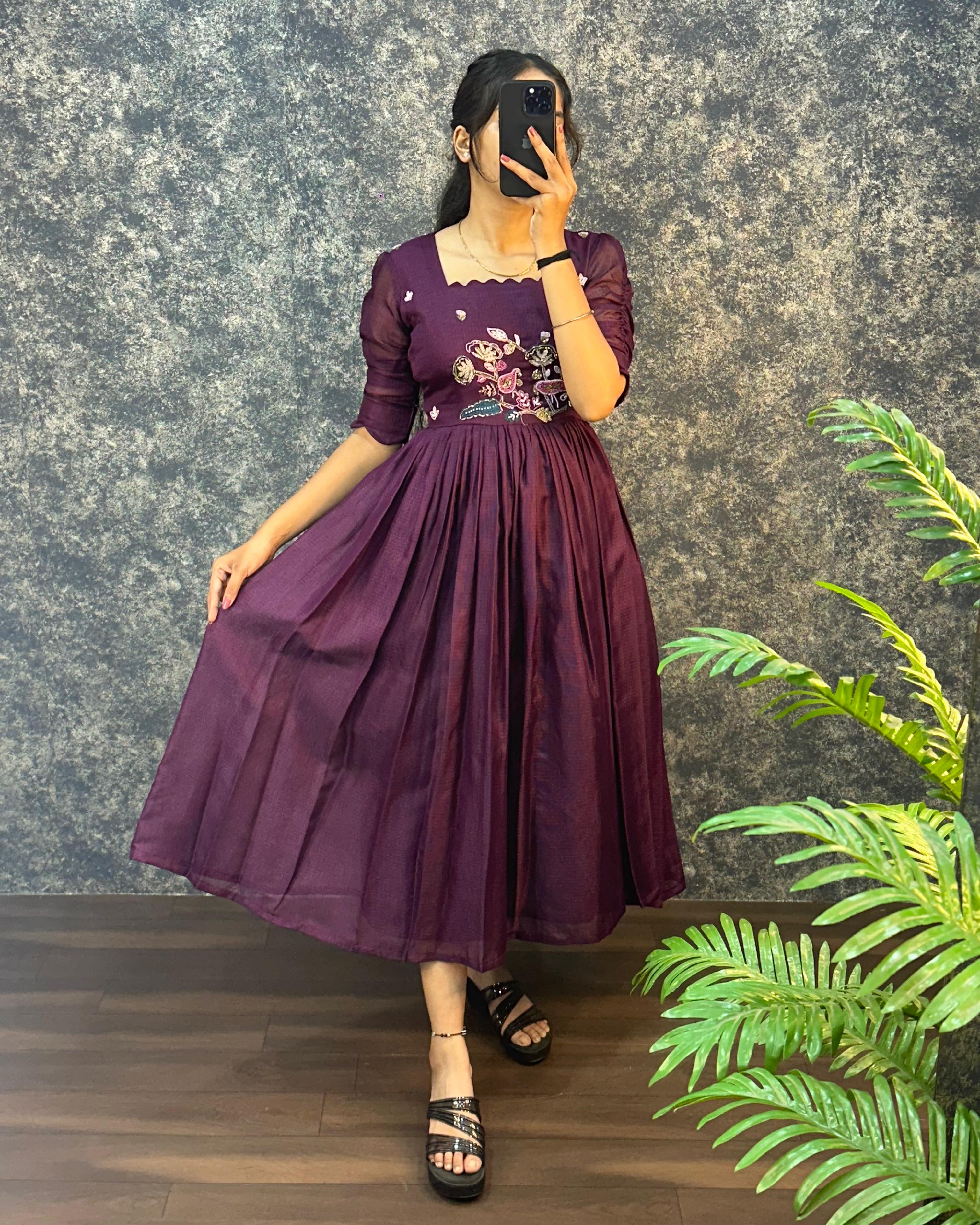 Pure Soft Kota Doriya Hand Work Gown