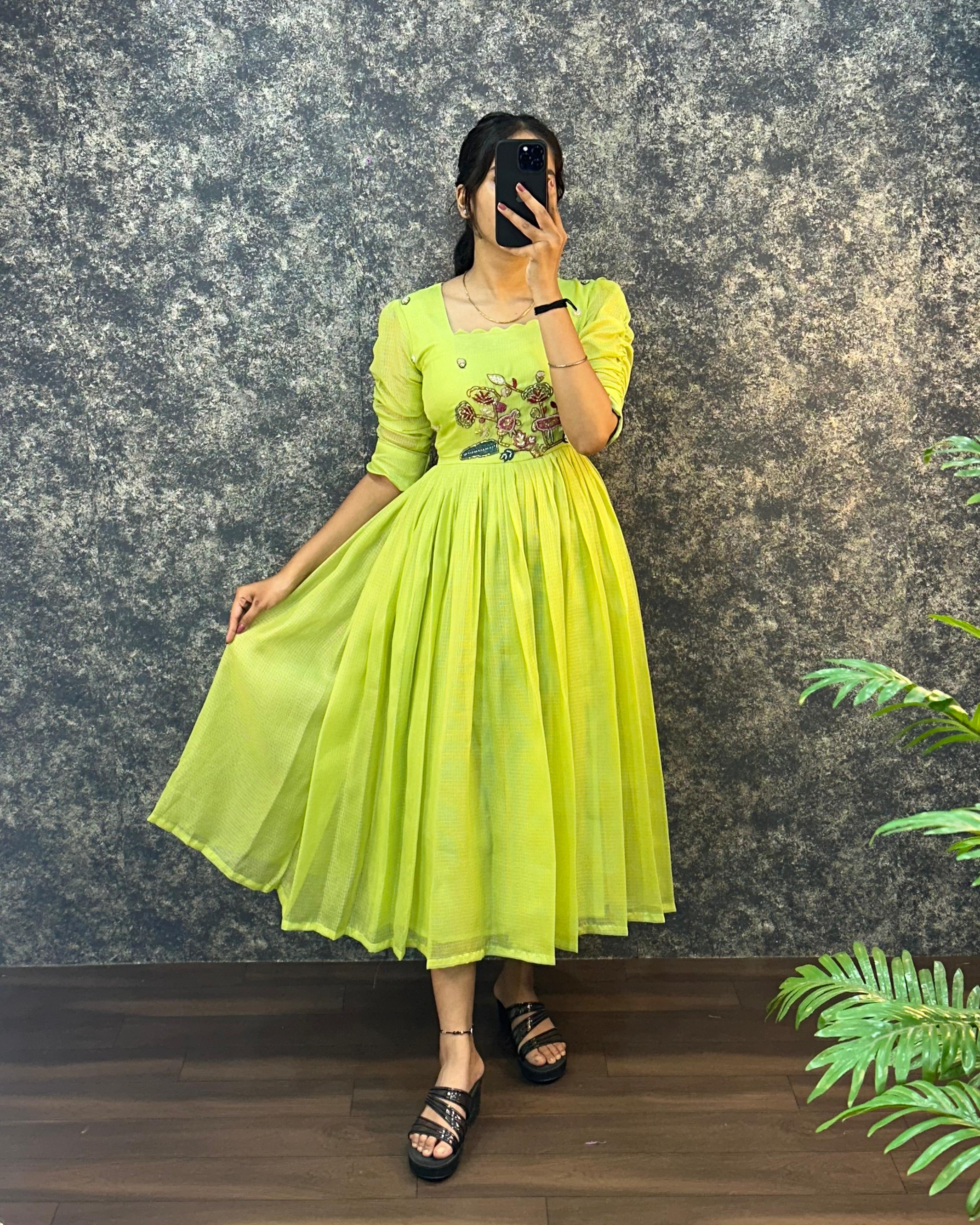 Pure Soft Kota Doriya Hand Work Gown